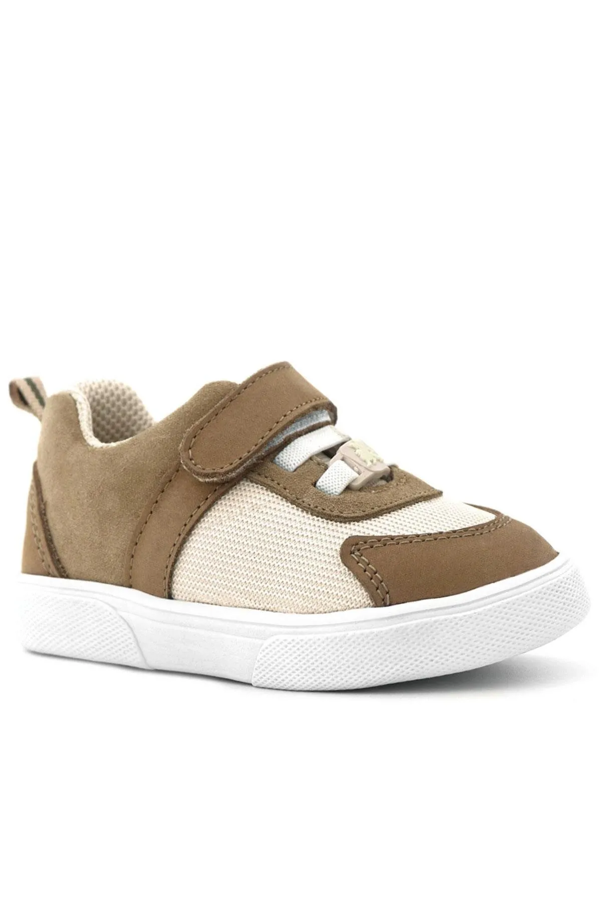 Hakiki Deri Krem Kum Rengi Cırtlı Bebek Ayakkabı