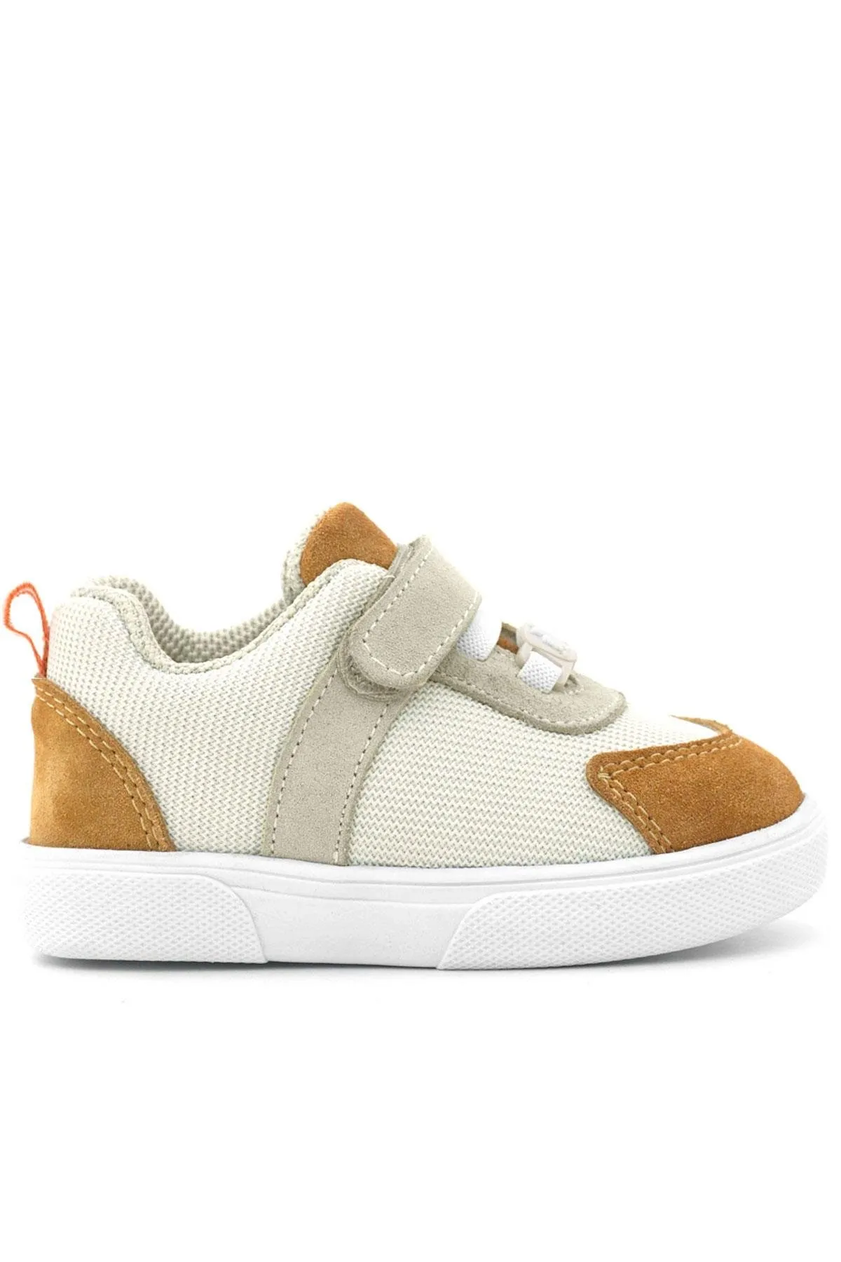 Hakiki Deri Krem Taba Cırtlı Bebek Ayakkabı