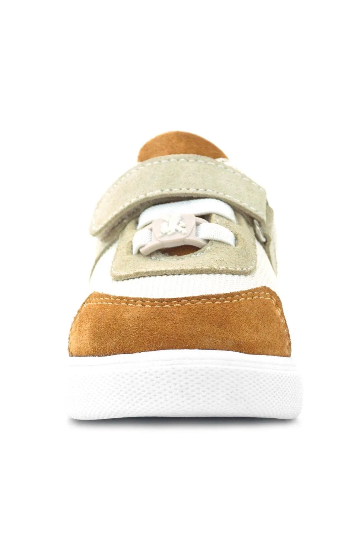 Hakiki Deri Krem Taba Cırtlı Bebek Ayakkabı