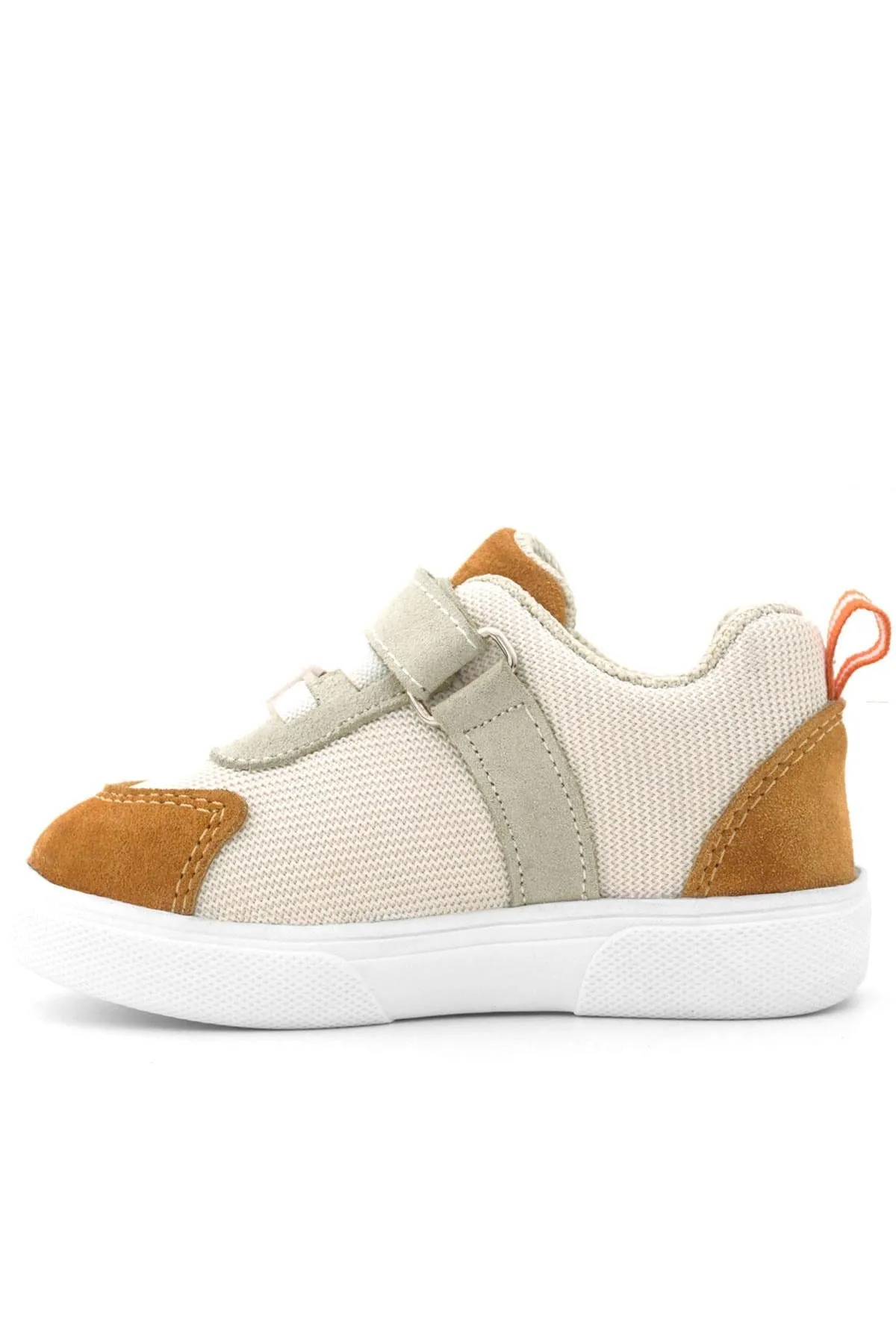 Hakiki Deri Krem Taba Cırtlı Bebek Ayakkabı