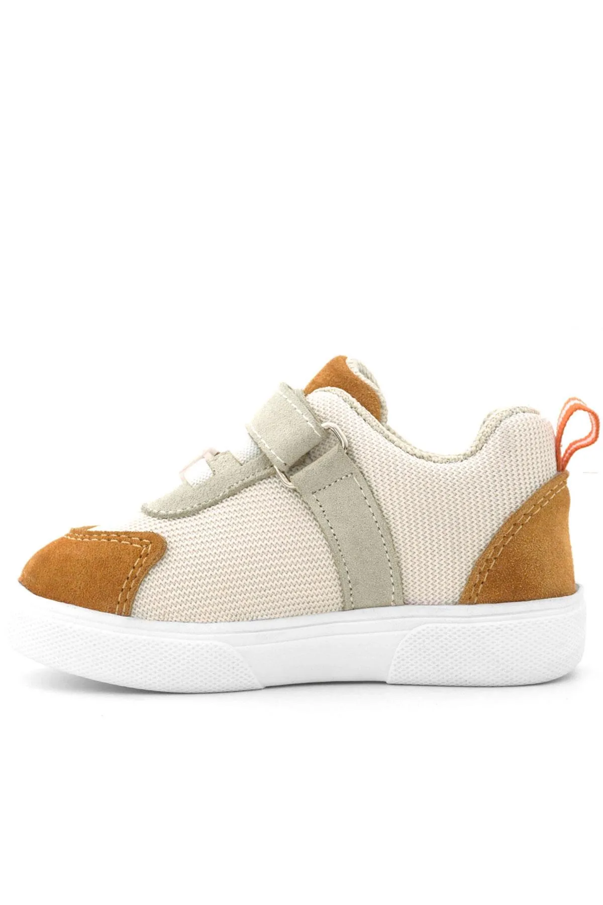 Hakiki Deri Krem Taba Cırtlı Bebek Ayakkabı