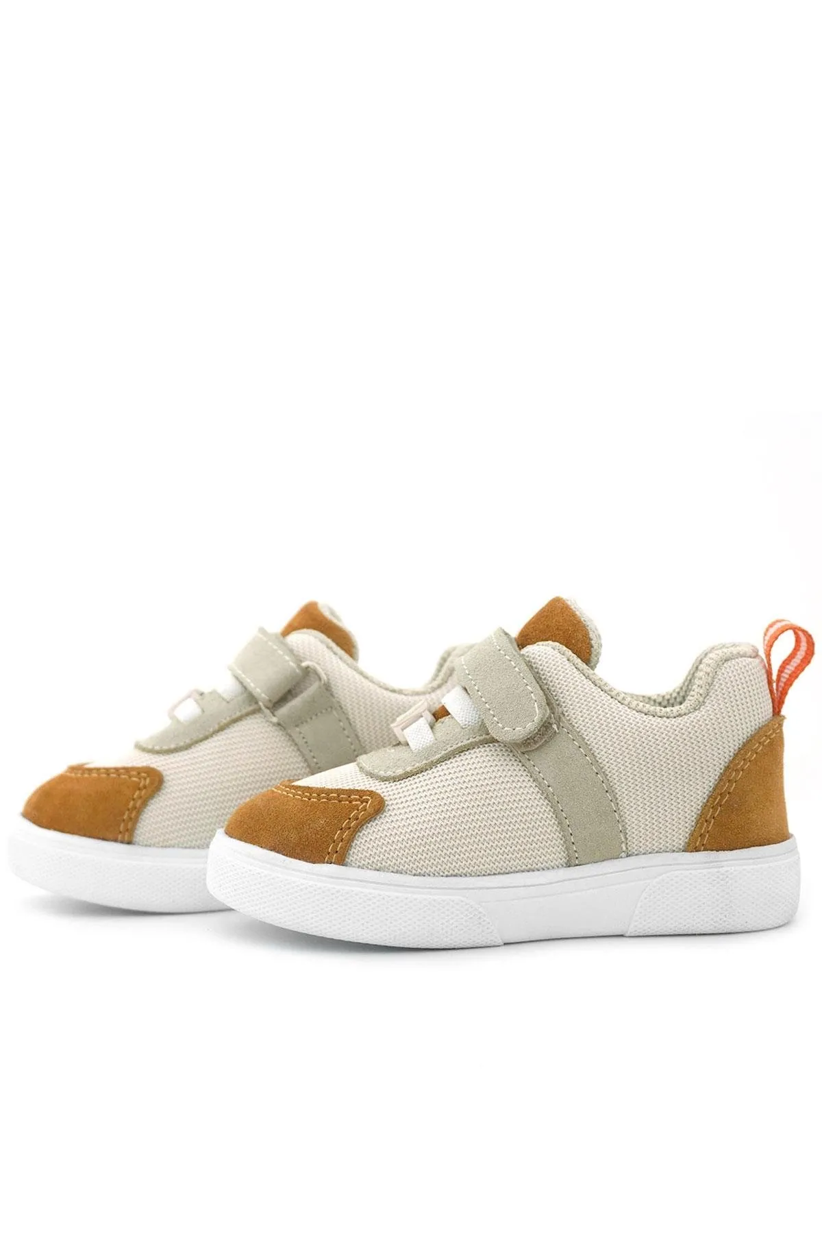 Hakiki Deri Krem Taba Cırtlı Bebek Ayakkabı