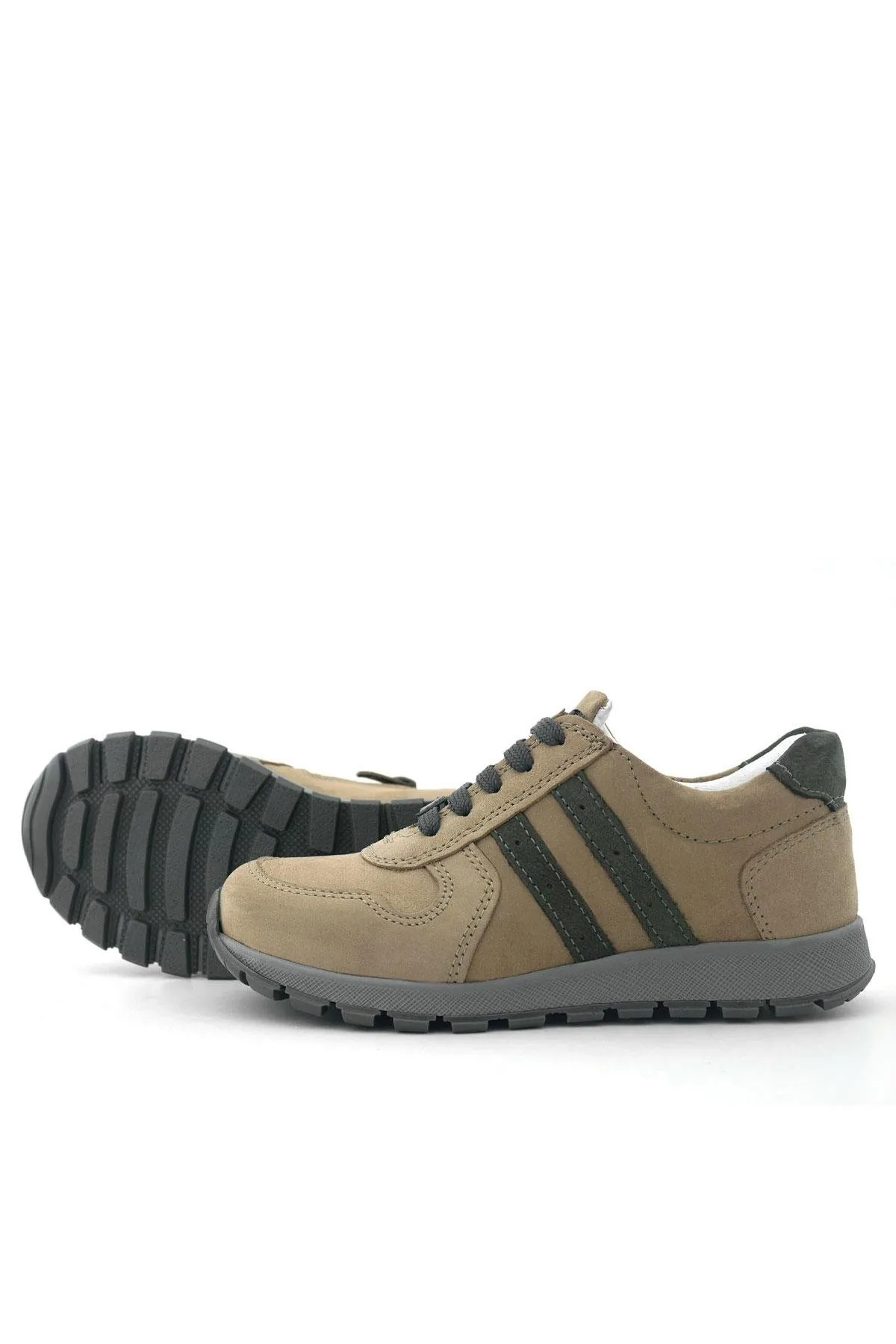 Hakiki Deri Kum Fermuarlı Bağcıklı Erkek Çocuk Spor Okul Ayakkabı