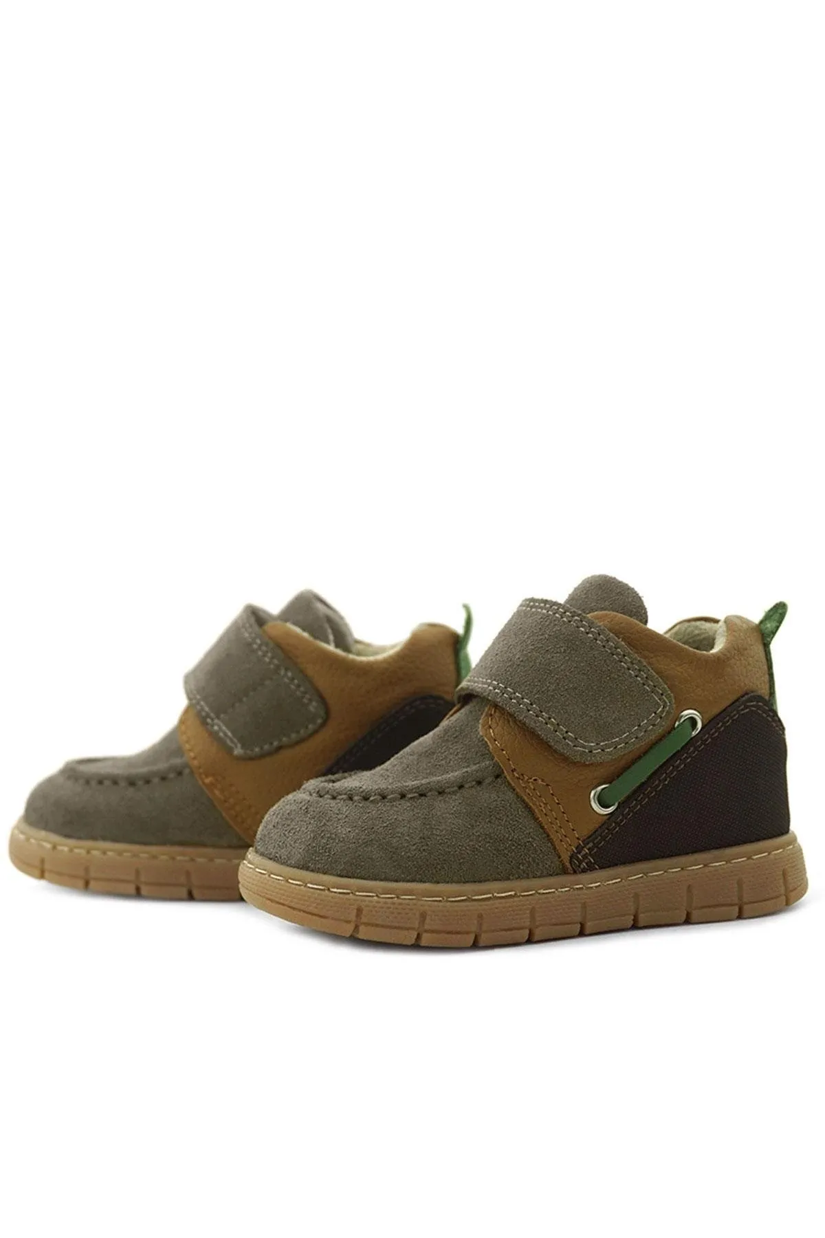 Hakiki Deri Kum Kahve Cırt Cırtlı Bebek Bot