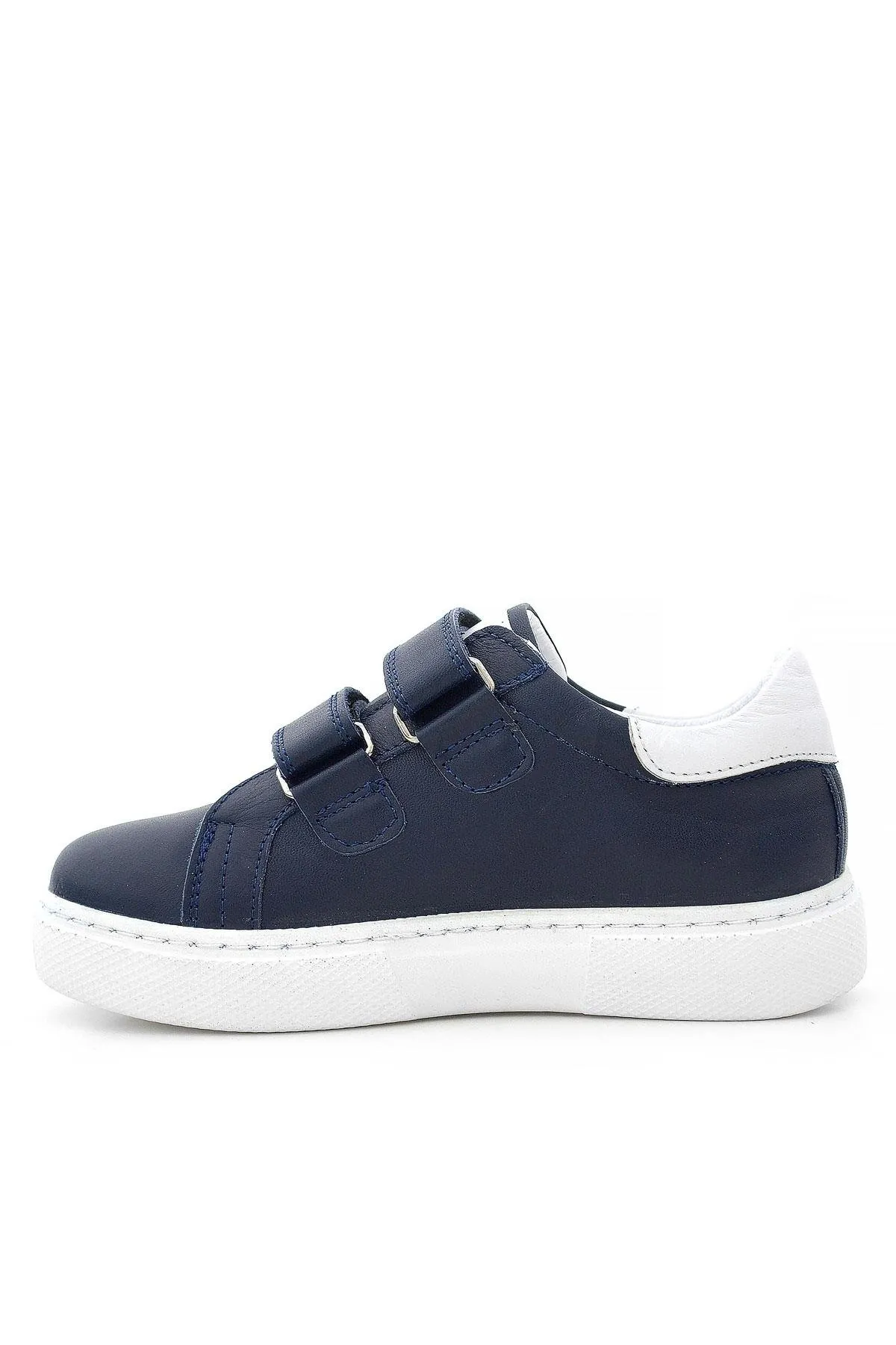 Hakiki Deri Lacivert Beyaz Cırt Cırtlı Erkek Çocuk Spor Ayakkabı