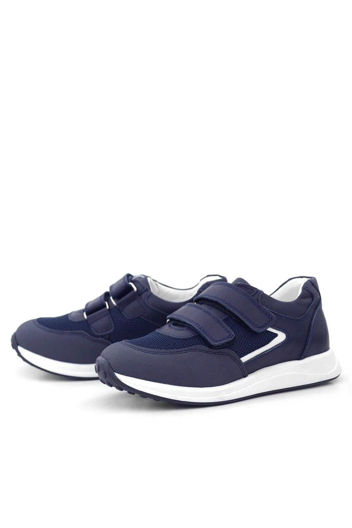 Hakiki Deri Lacivert Cırt Cırtlı Erkek Çocuk Günlük Spor Ayakkabı