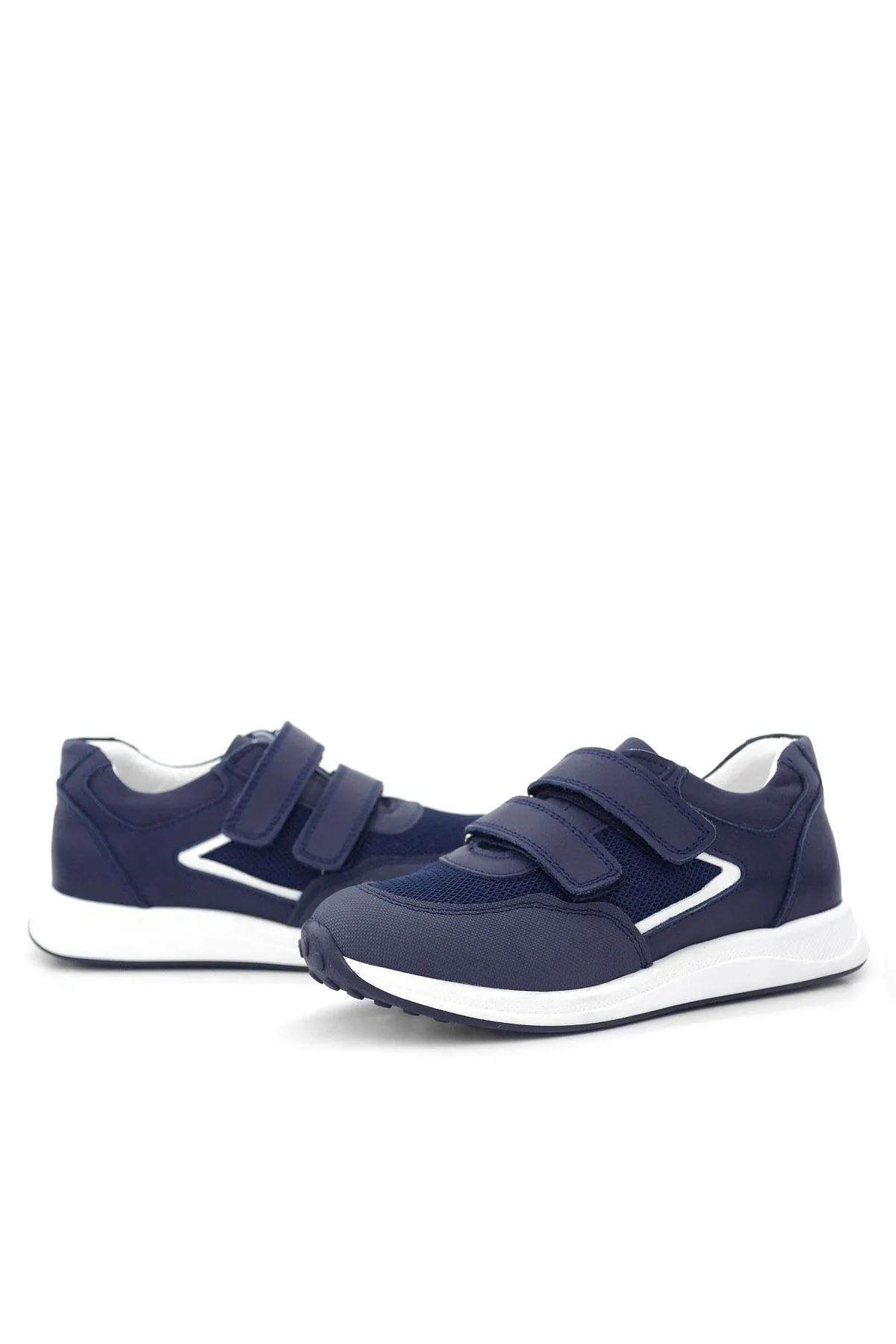 Hakiki Deri Lacivert Cırt Cırtlı Erkek Çocuk Günlük Spor Ayakkabı