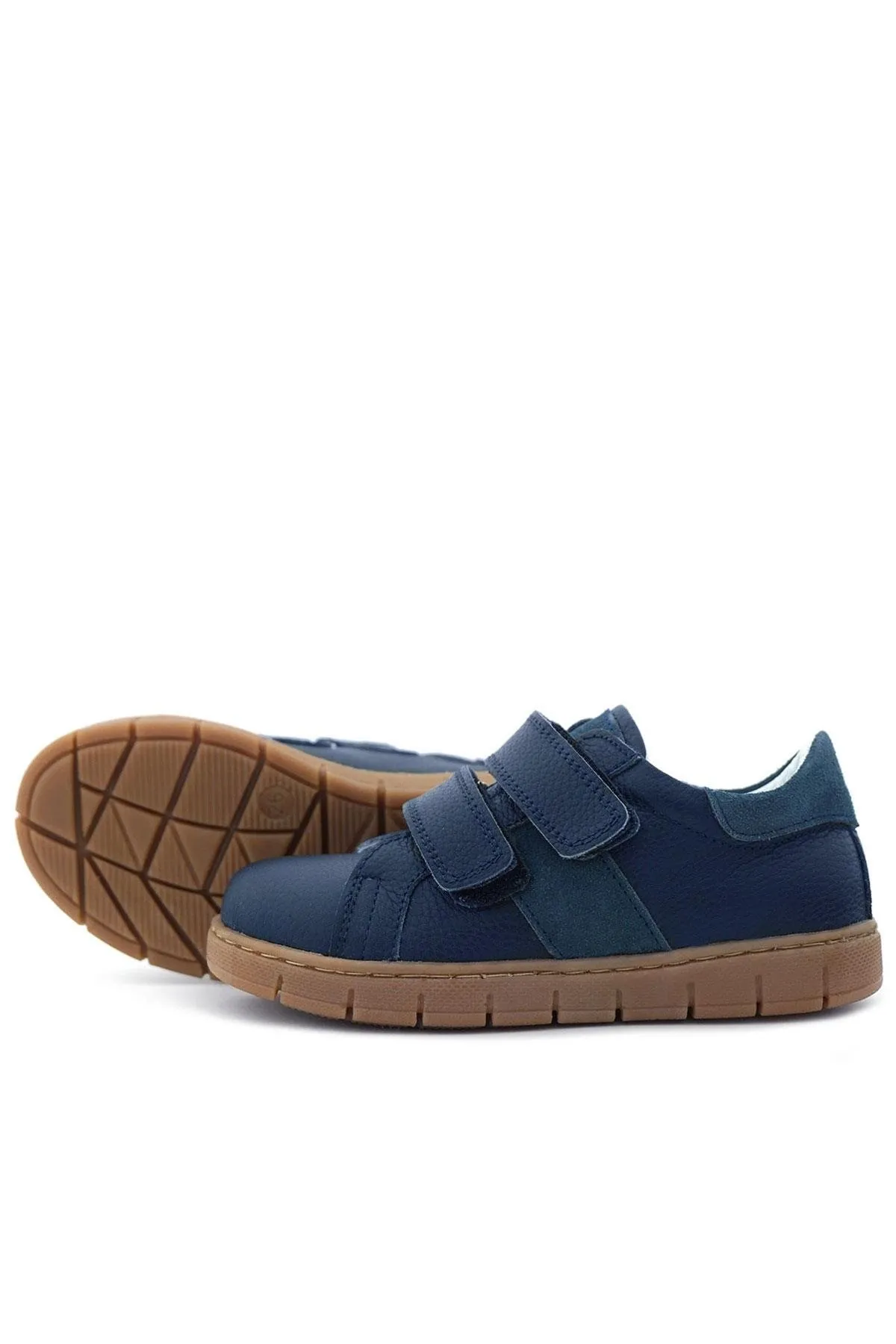 Hakiki Deri Lacivert Cırt Cırtlı Erkek Çocuk Spor Ayakkabı