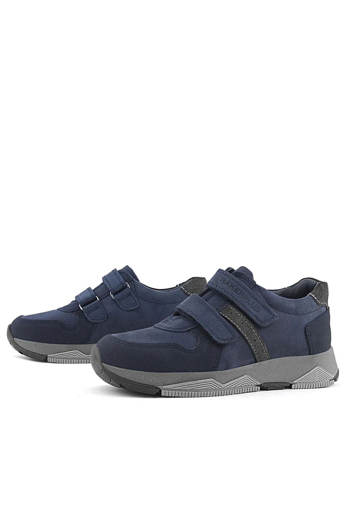 Hakiki Deri Lacivert Cırtlı Çocuk Spor Ayakkabı
