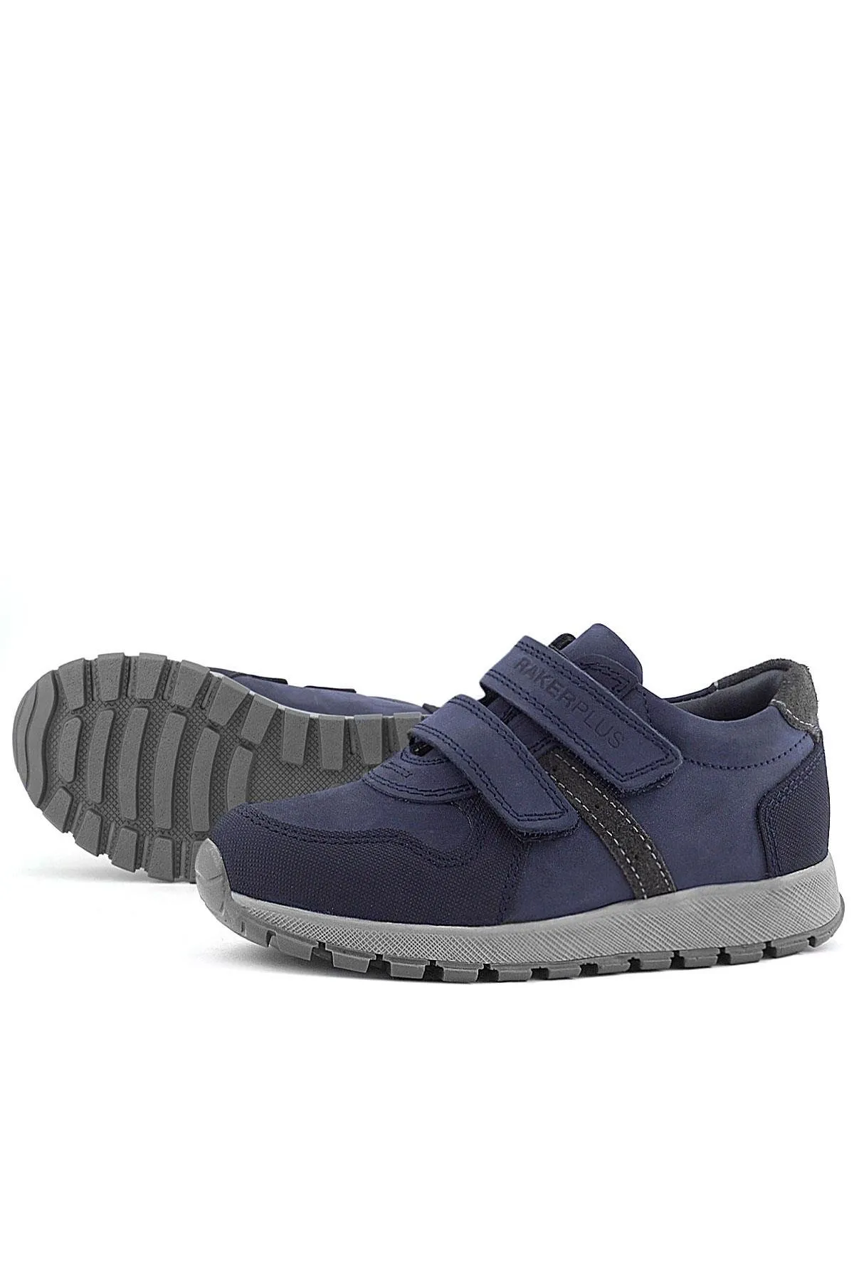 Hakiki Deri Lacivert Cırtlı Çocuk Spor Ayakkabı