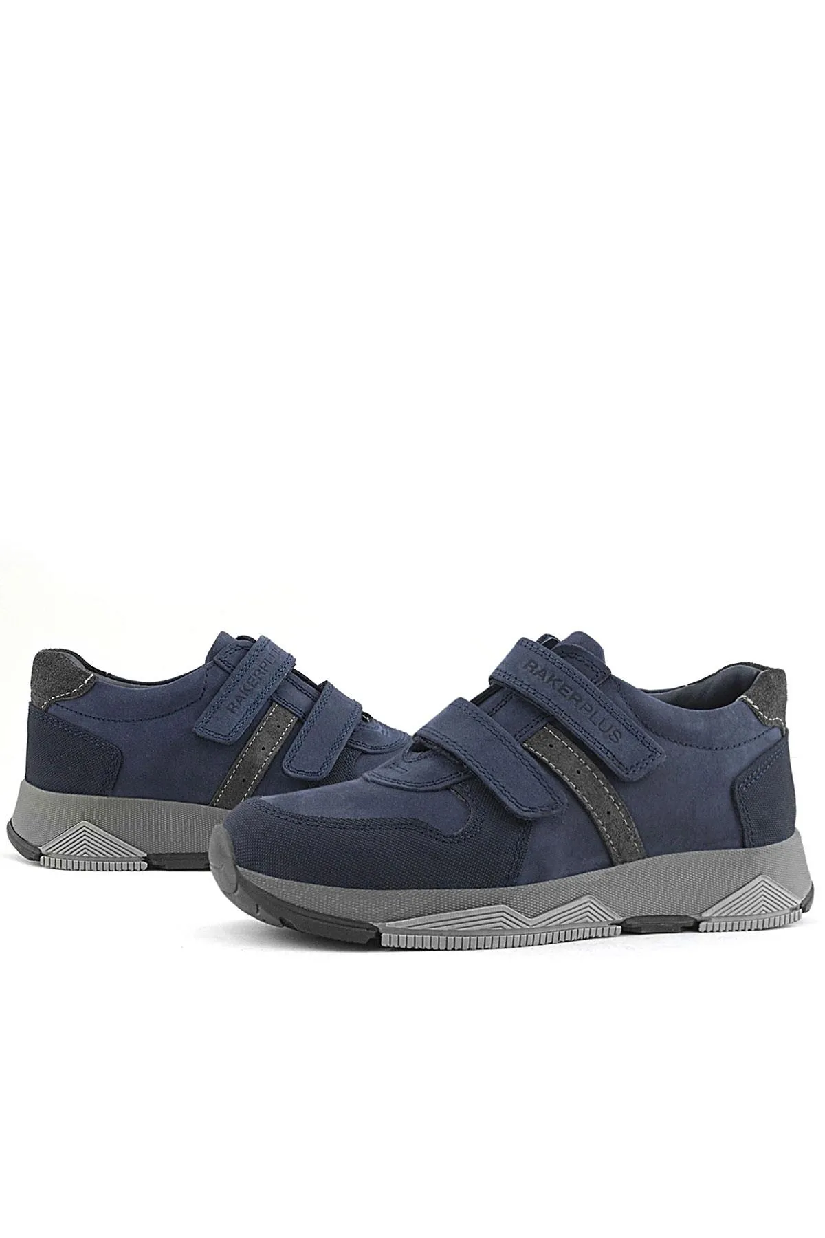 Hakiki Deri Lacivert Cırtlı Çocuk Spor Ayakkabı