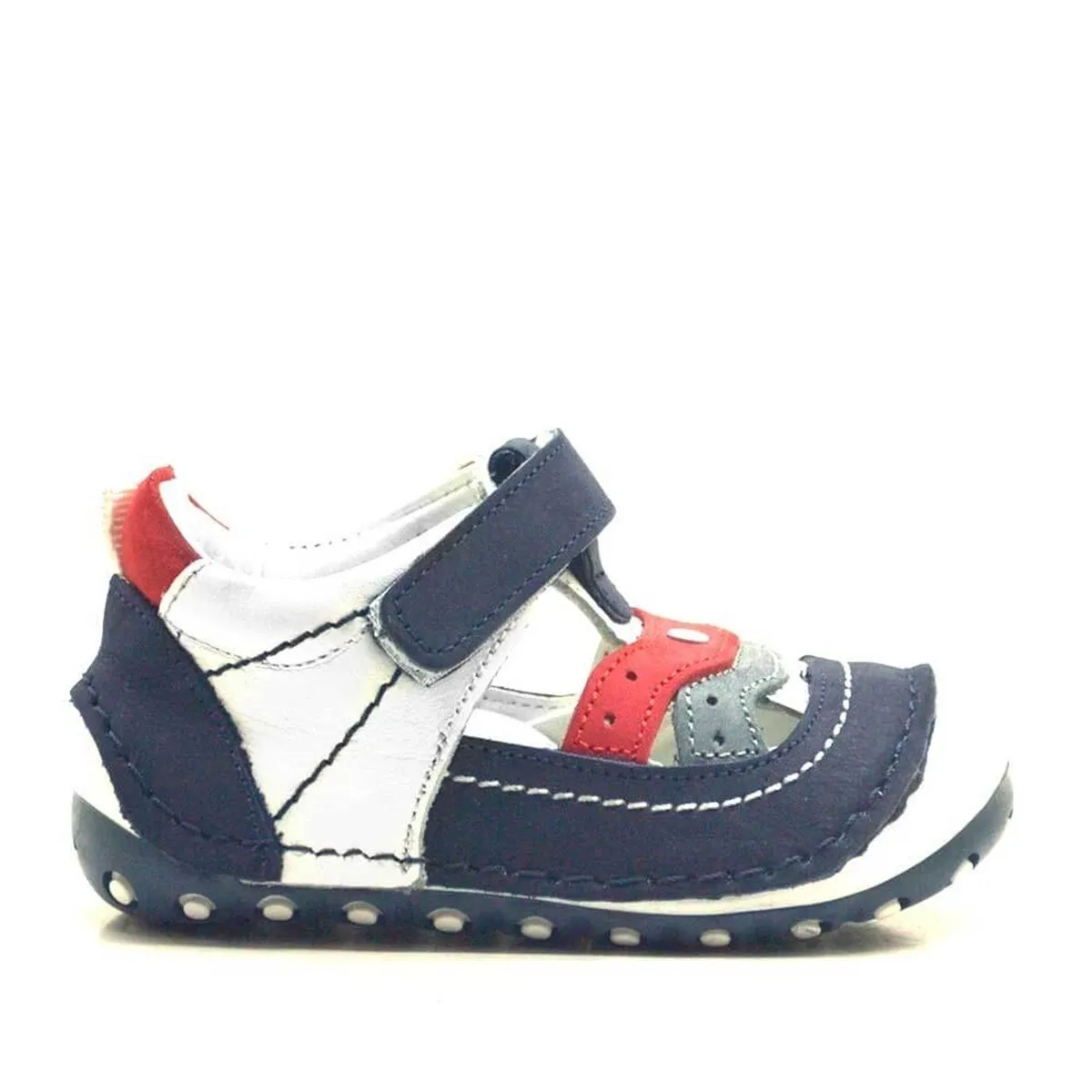 Hakiki Deri Lacivert Cırtlı Erkek Bebek İlk Adım Ayakkabı