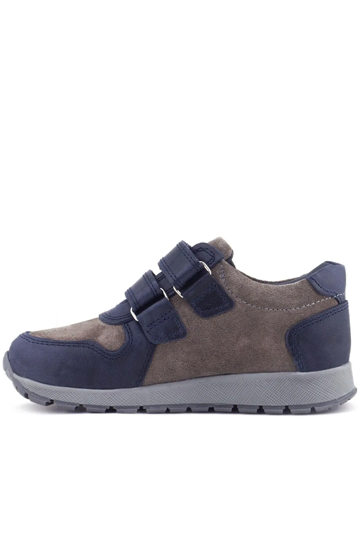 Hakiki Deri Lacivert Gri Cırtlı Çocuk Spor Ayakkabı