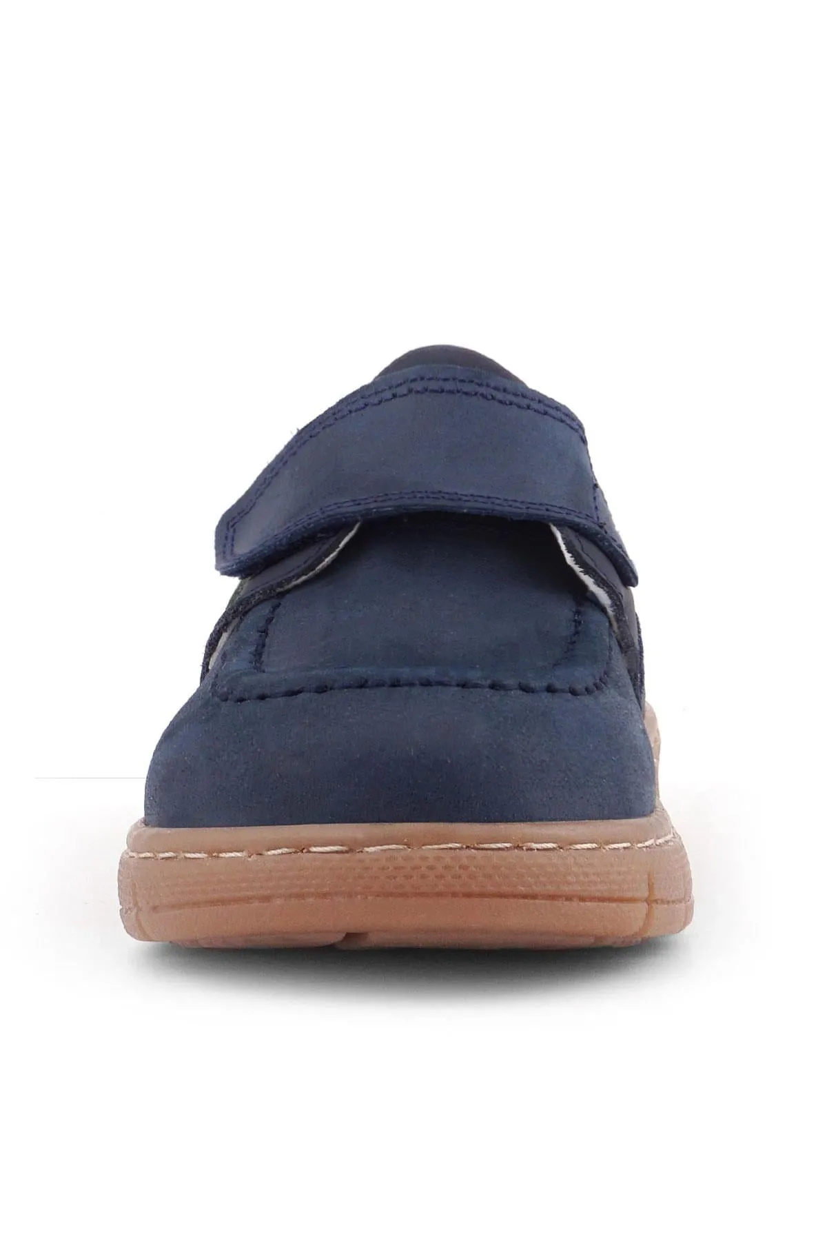 Hakiki Deri Lacivert Yeşil Cırt Cırtlı Bebek Bot