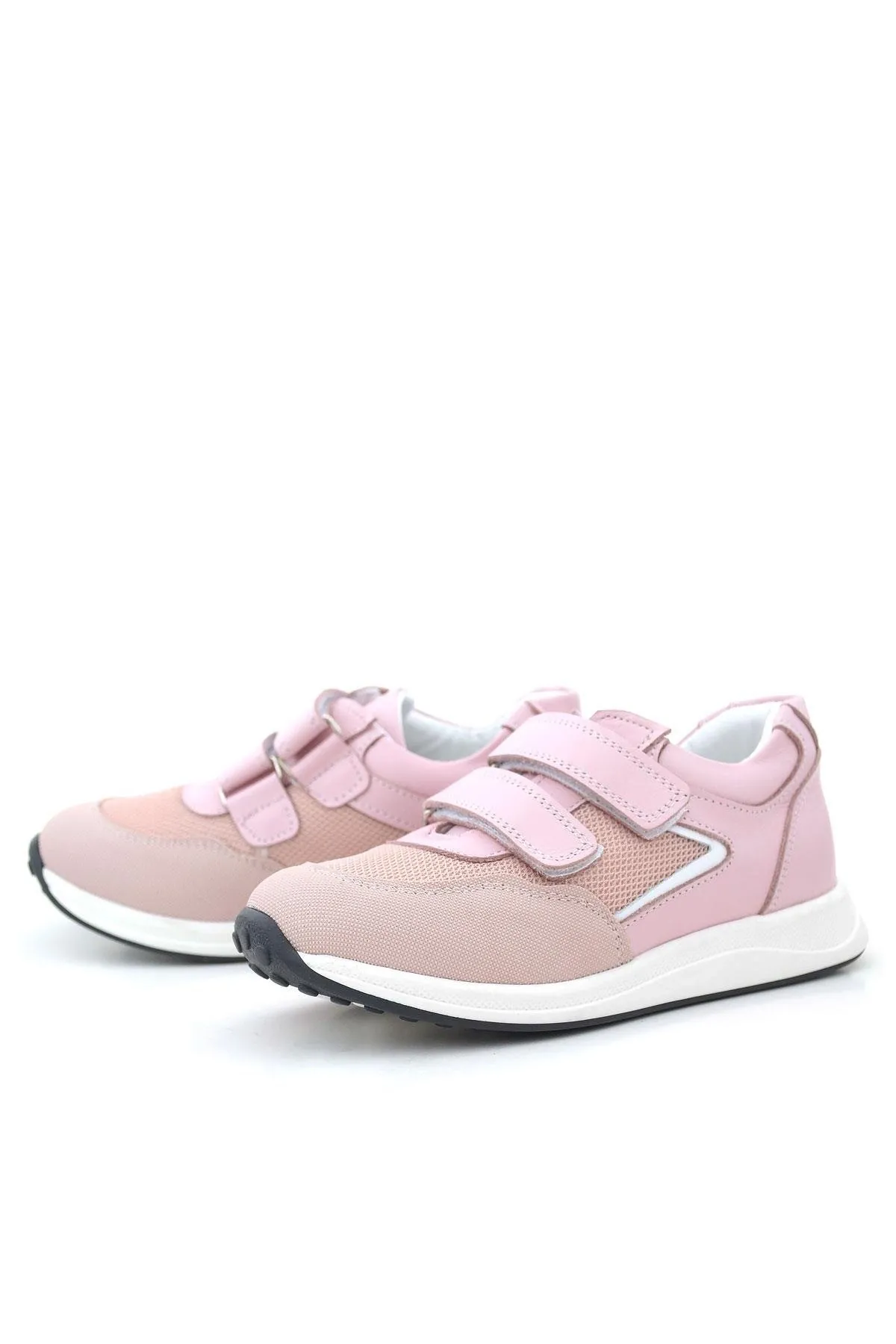 Hakiki Deri Pembe Cırt Cırtlı Kız Çocuk Günlük Spor Ayakkabı