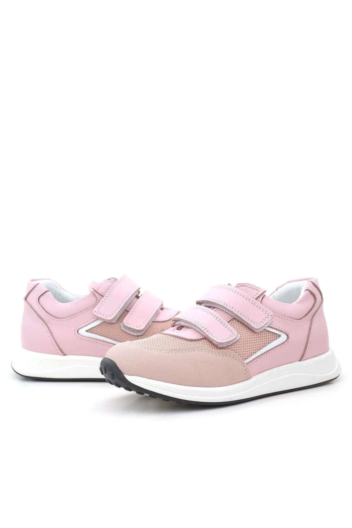 Hakiki Deri Pembe Cırt Cırtlı Kız Çocuk Günlük Spor Ayakkabı