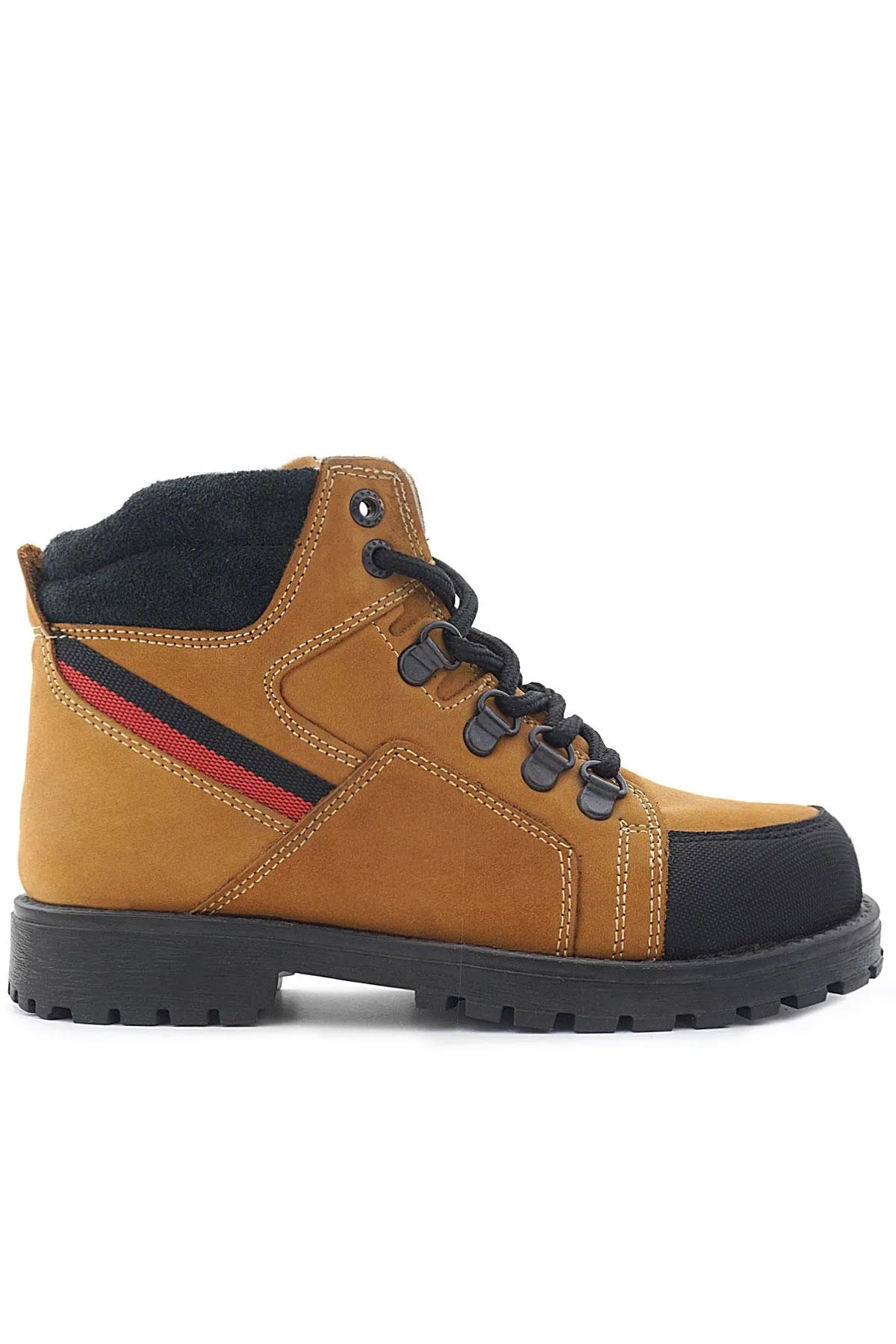 Hakiki Deri Sarı Bağcıklı Fermuarlı Çocuk Bot