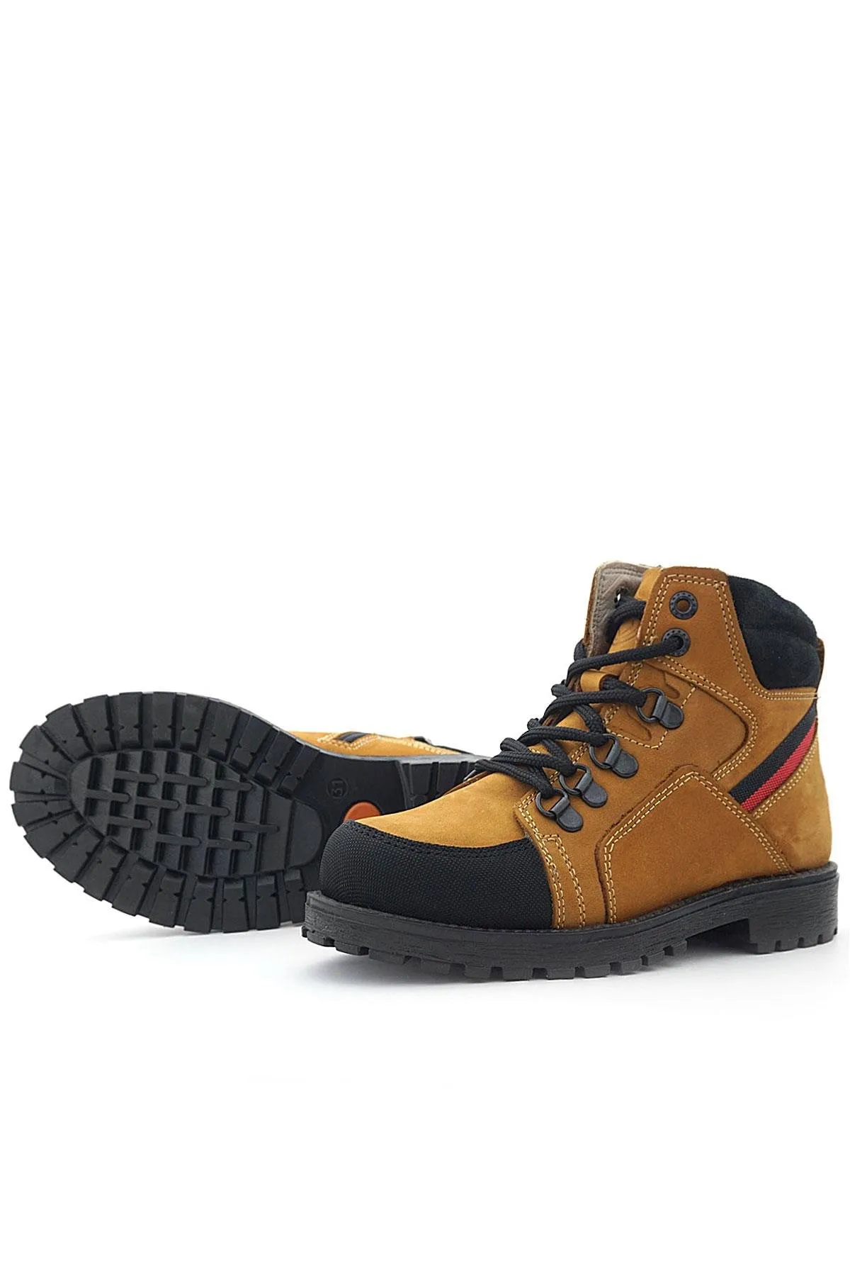 Hakiki Deri Sarı Bağcıklı Fermuarlı Çocuk Bot