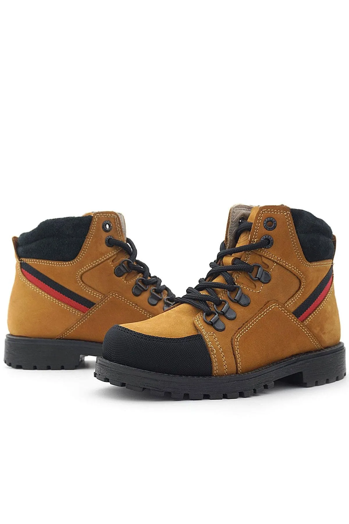 Hakiki Deri Sarı Bağcıklı Fermuarlı Çocuk Bot