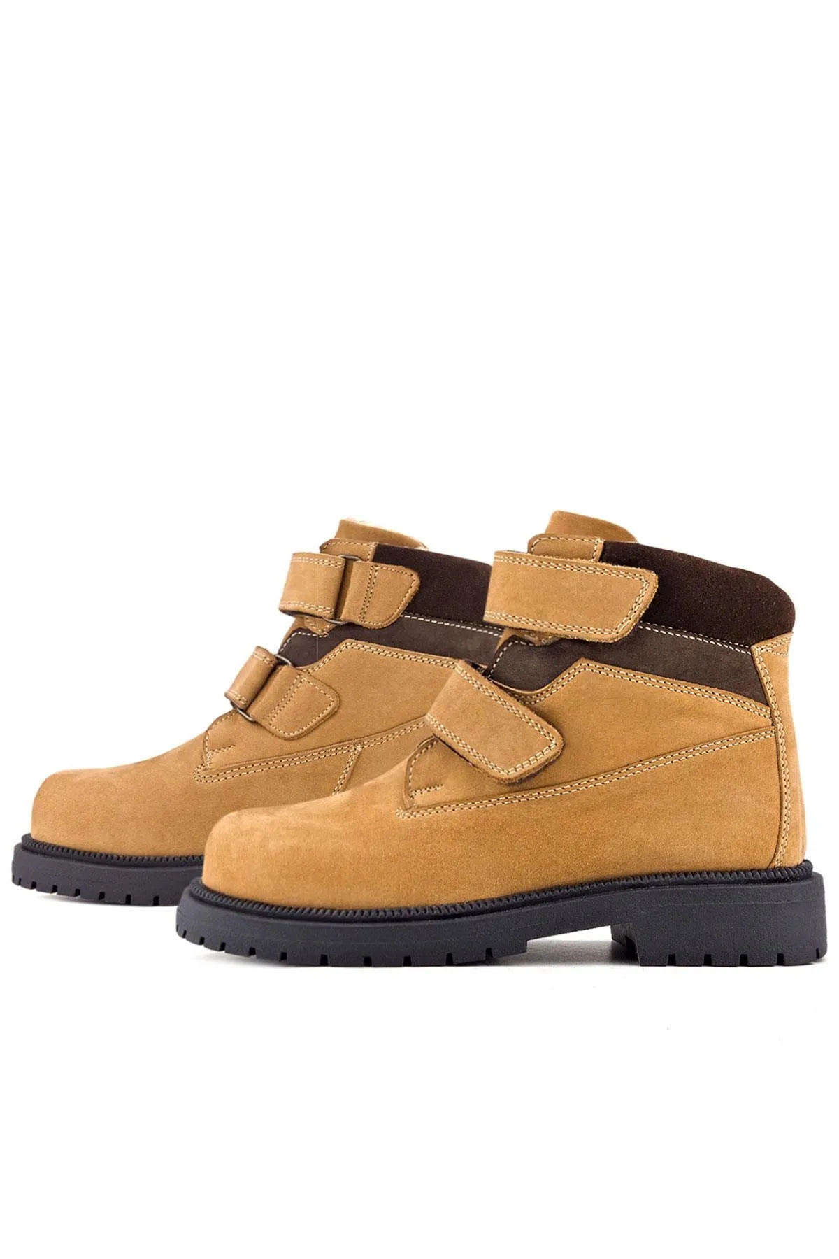 Hakiki Deri Sarı Cırt Cırtlı Kışlık Çocuk Bot