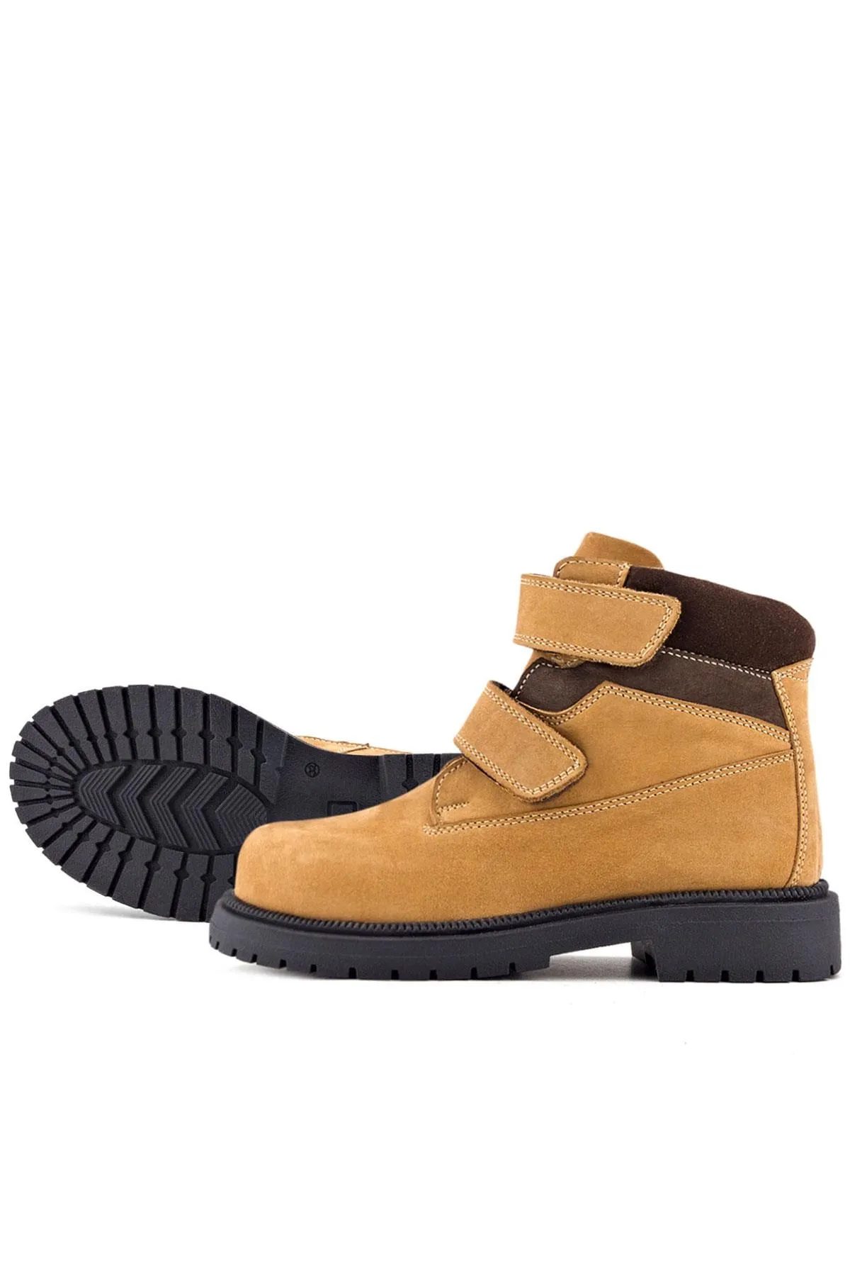 Hakiki Deri Sarı Cırt Cırtlı Kışlık Çocuk Bot