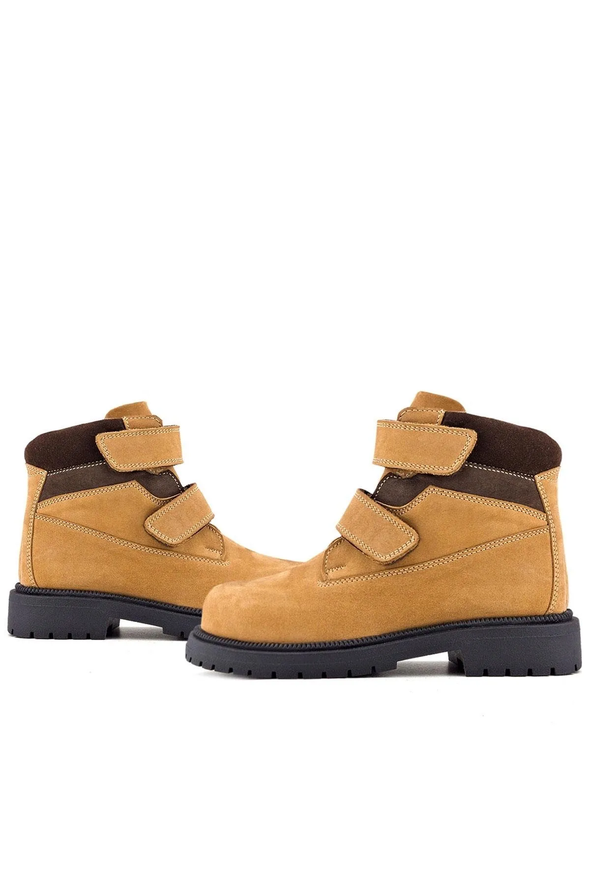 Hakiki Deri Sarı Cırt Cırtlı Kışlık Çocuk Bot