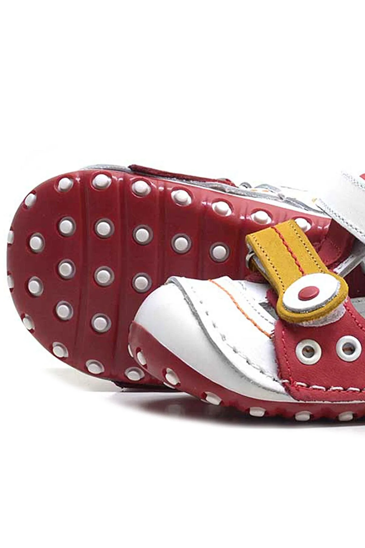 Hakiki Deri Sarı Kırmızı Cırtlı Yazlık İlk Adım Ayakkabı