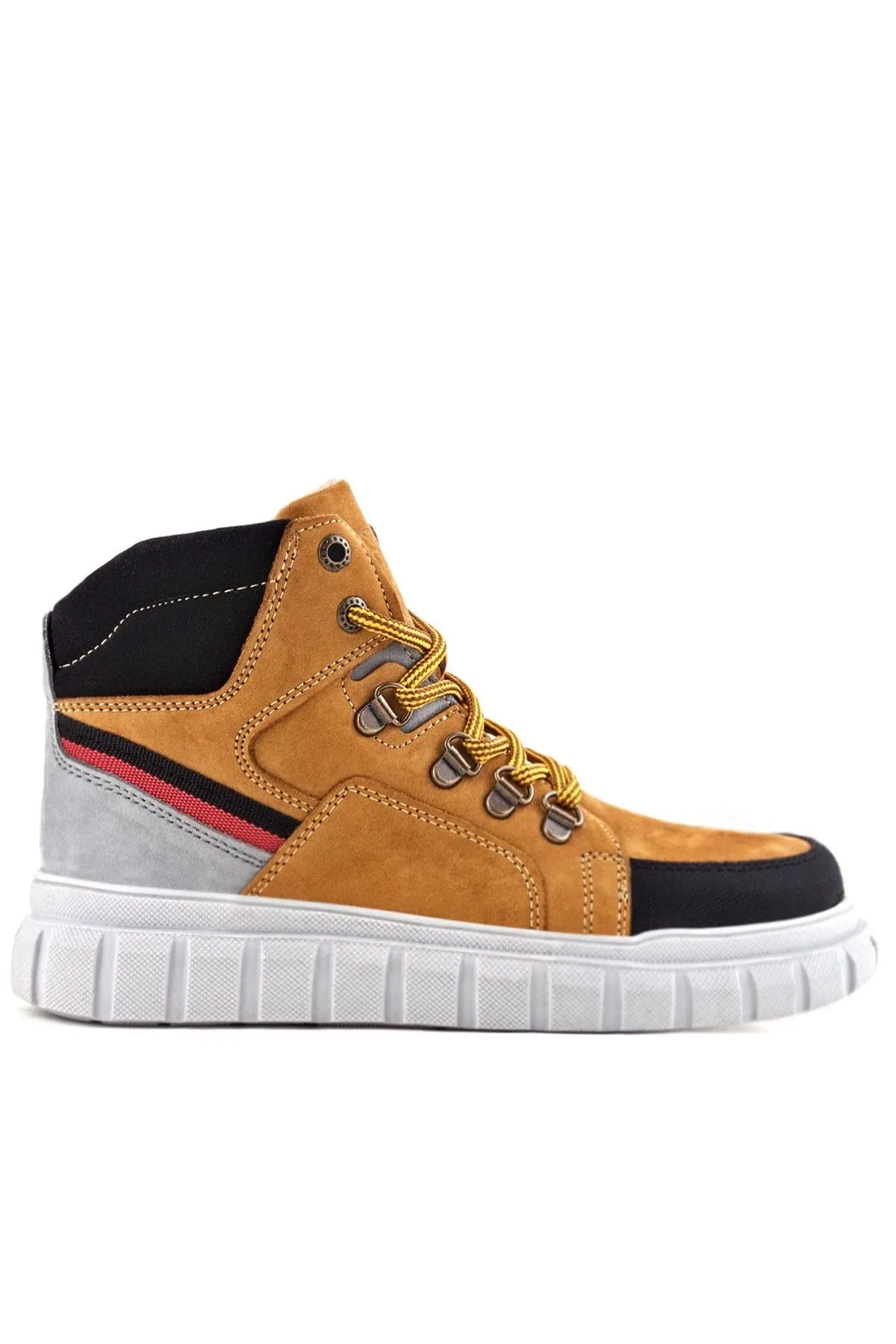 Hakiki Deri Sarı Siyah Fermuarlı Erkek Çocuk Bot