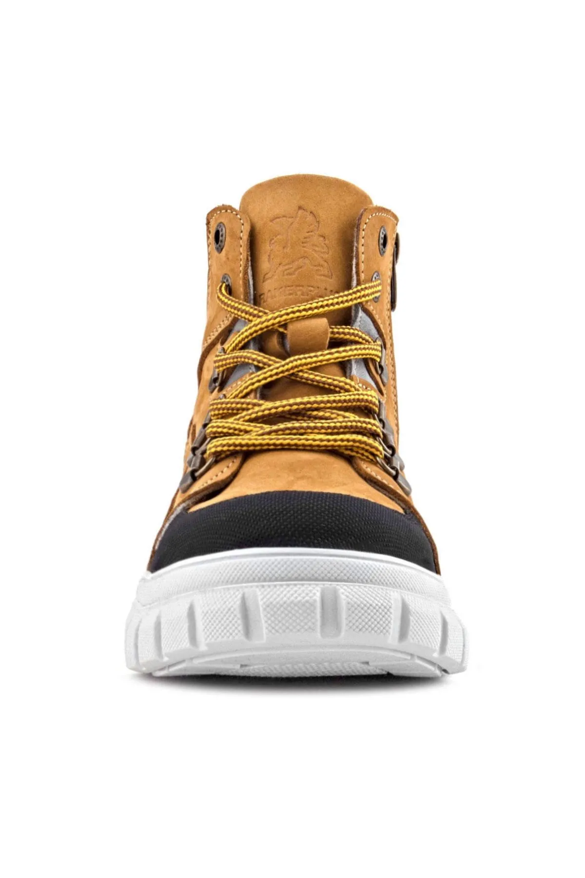 Hakiki Deri Sarı Siyah Fermuarlı Erkek Çocuk Bot