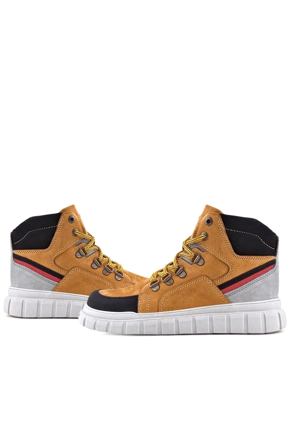 Hakiki Deri Sarı Siyah Fermuarlı Erkek Çocuk Bot