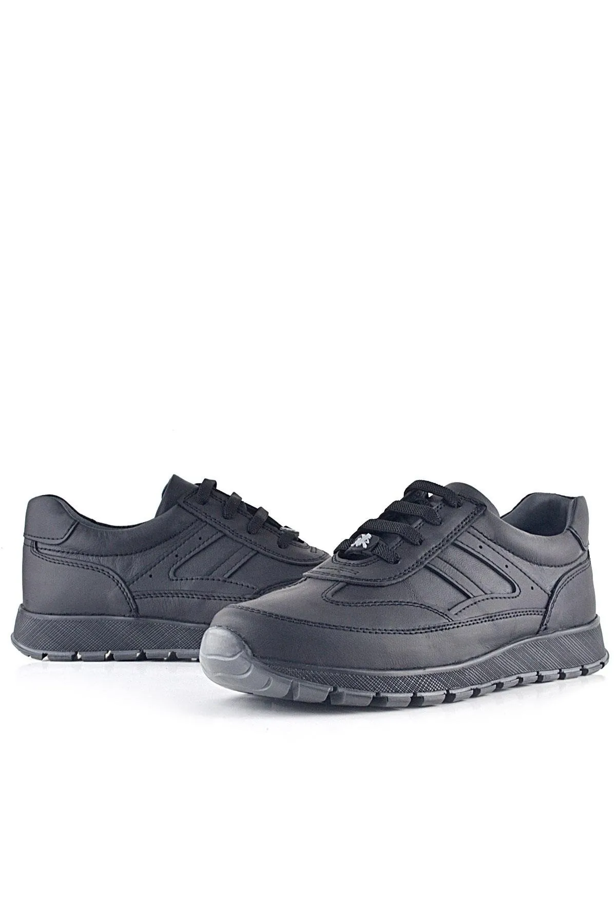 Hakiki Deri Siyah Bağcıklı Spor Günlük Ayakkabı