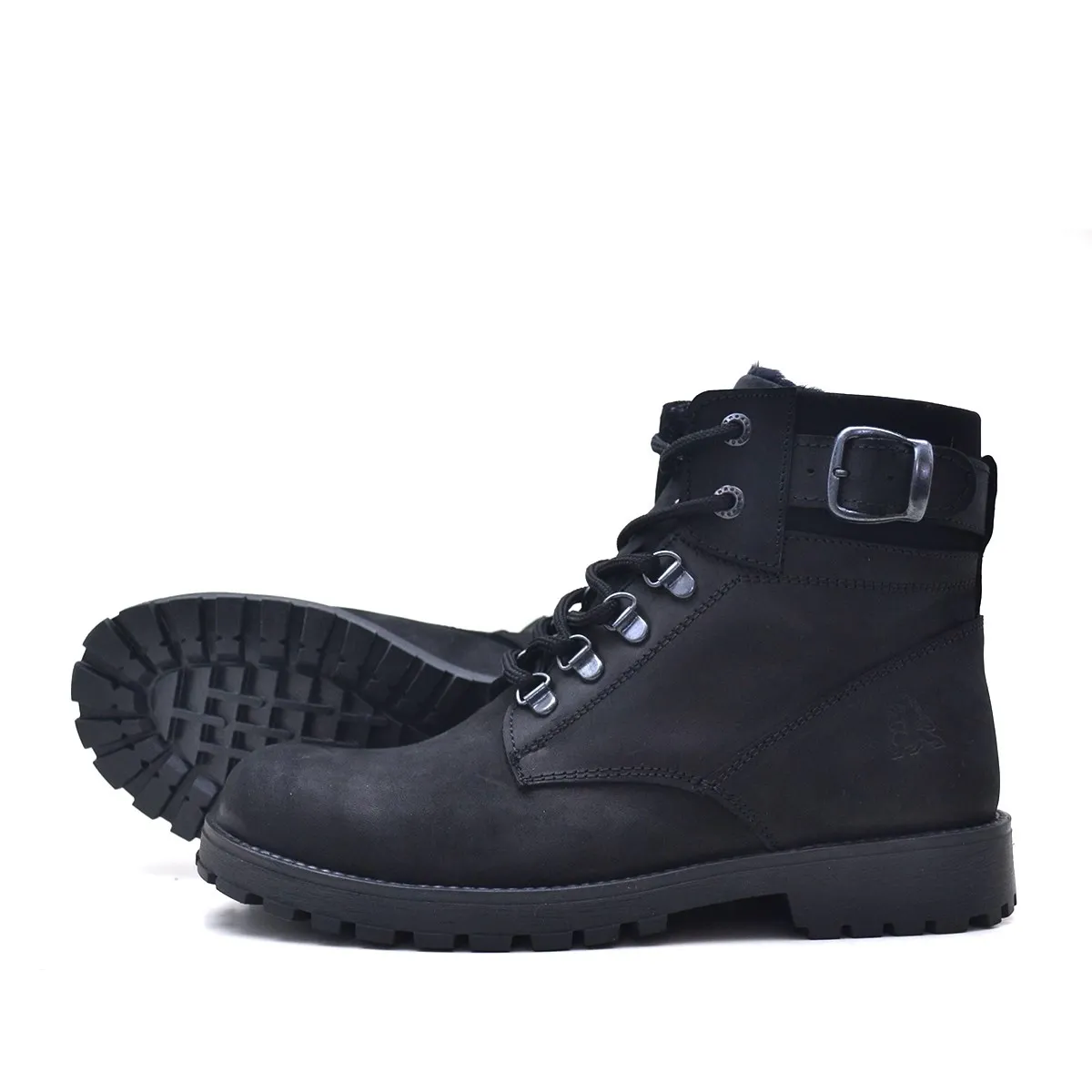 Hakiki Deri Siyah Fermuarlı Kürklü Bot