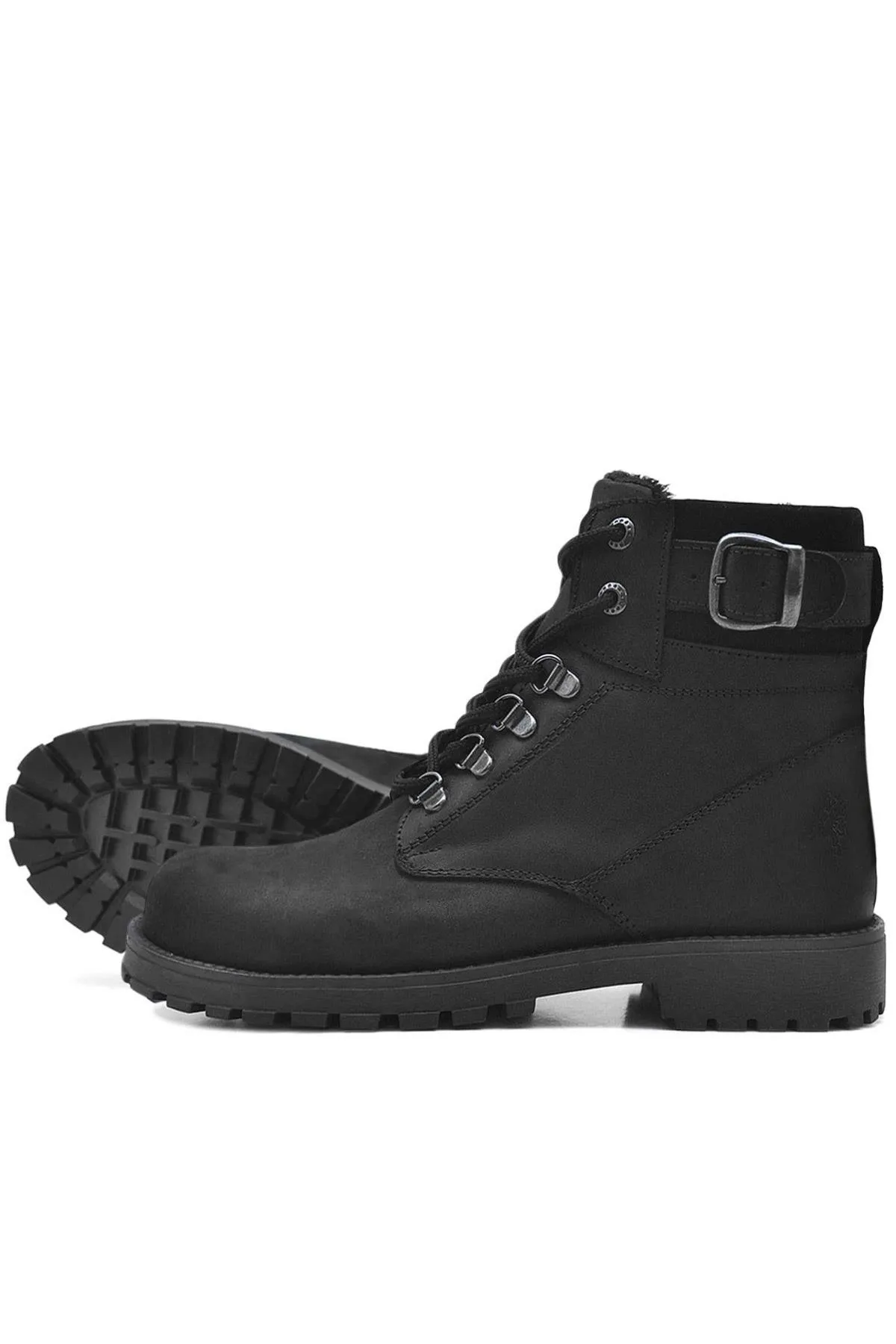 Hakiki Deri Siyah Fermuarlı Kürklü Bot