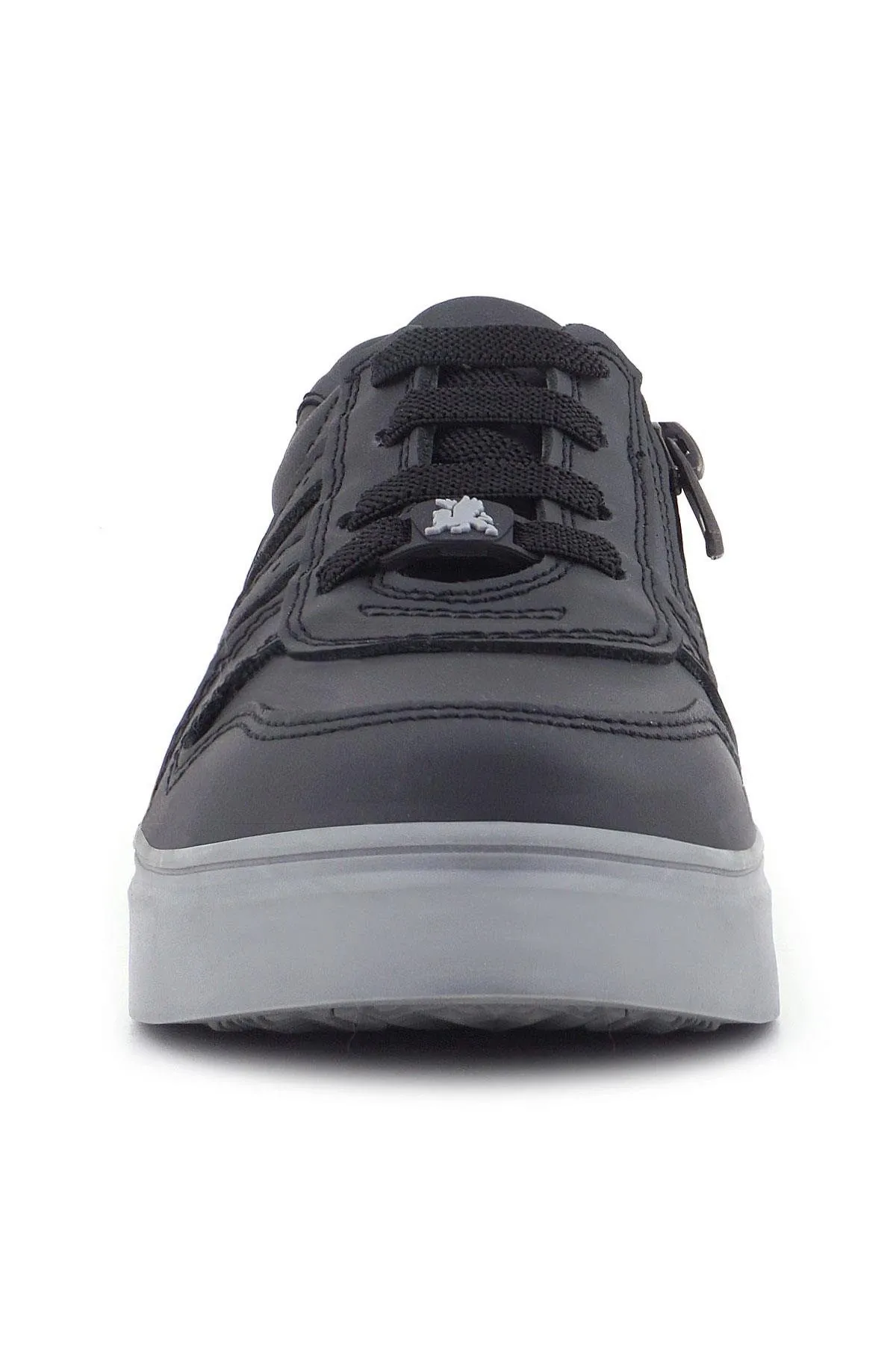 Hakiki Deri Siyah Gri Tabanlı Günlük Erkek Çocuk Okul Ayakkabısı