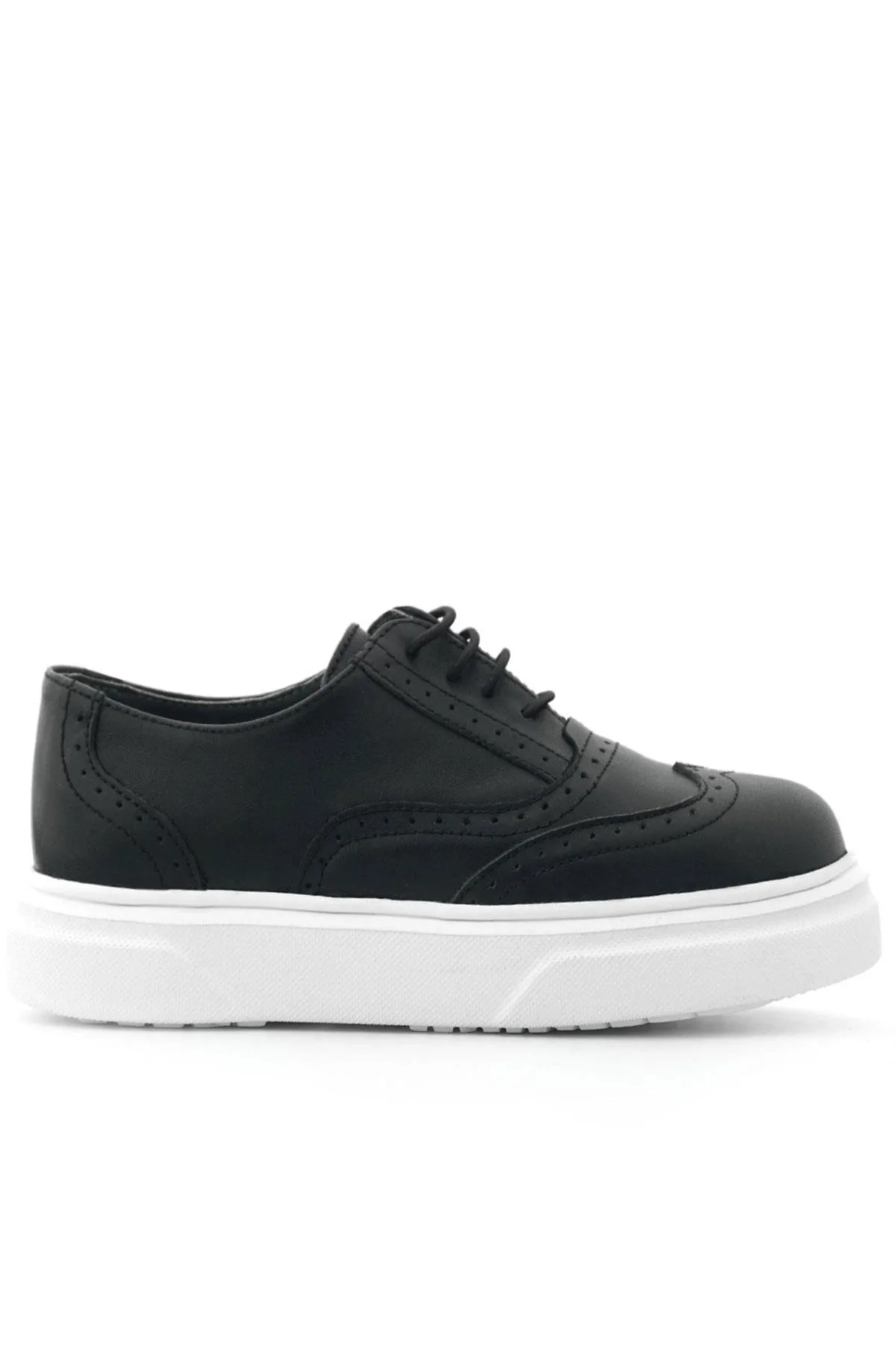 Hakiki Deri Siyah Hafif Taban Çocuk Oxford Klasik Ayakkabı