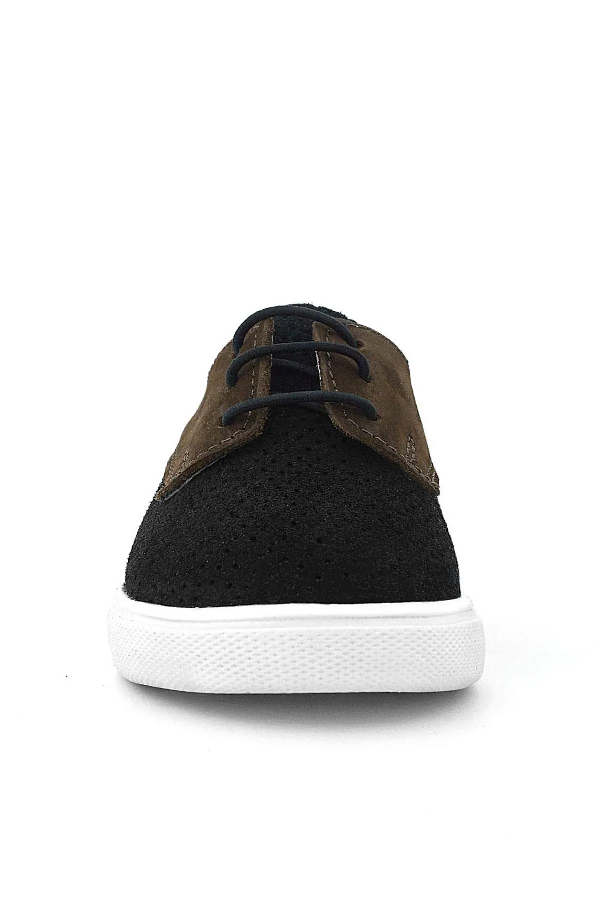 Hakiki Deri Siyah Kahve Lastikli Erkek Çocuk Günlük Ayakkabı