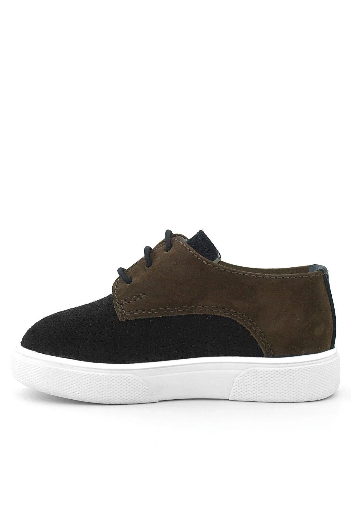 Hakiki Deri Siyah Kahve Lastikli Erkek Çocuk Günlük Ayakkabı