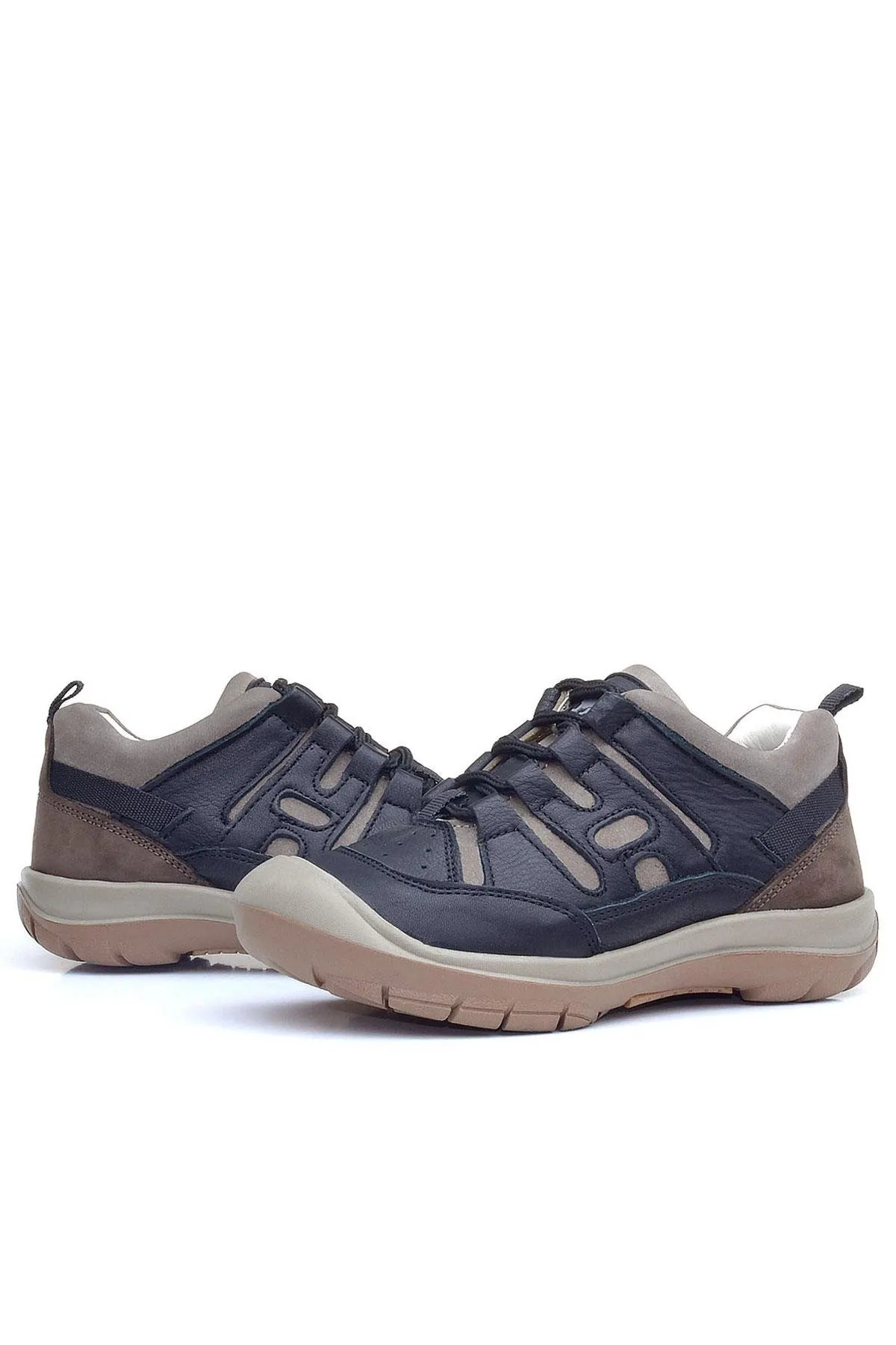 Hakiki Deri Siyah Kum Bağcıklı Çocuk Outdoor Ayakkabı