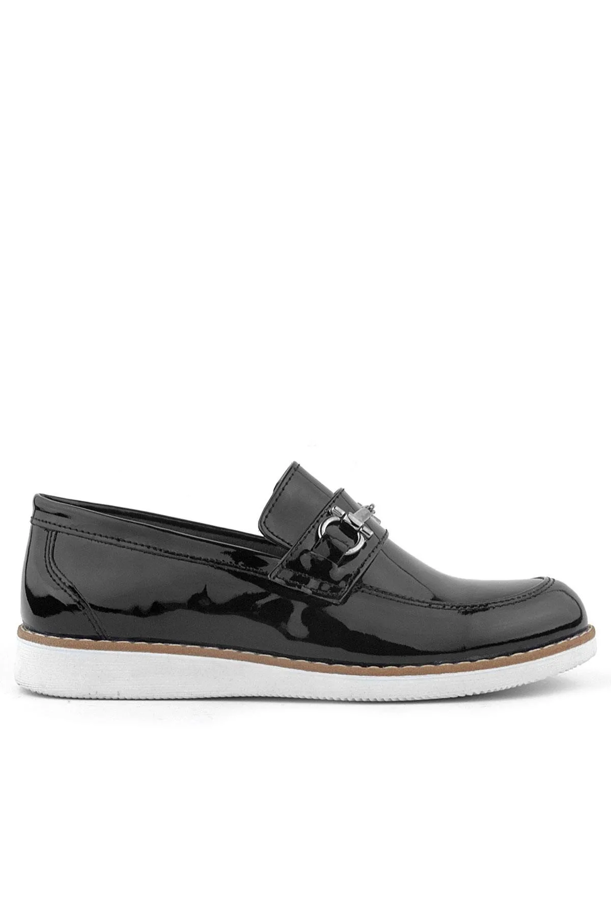 Hakiki Deri Siyah Rugan Loafer Çocuk Klasik Ayakkabı