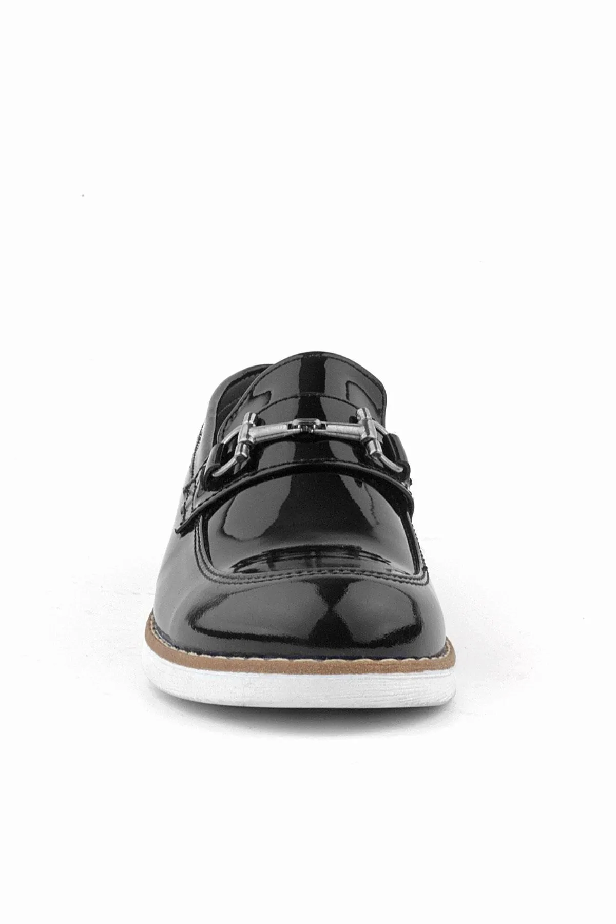 Hakiki Deri Siyah Rugan Loafer Çocuk Klasik Ayakkabı