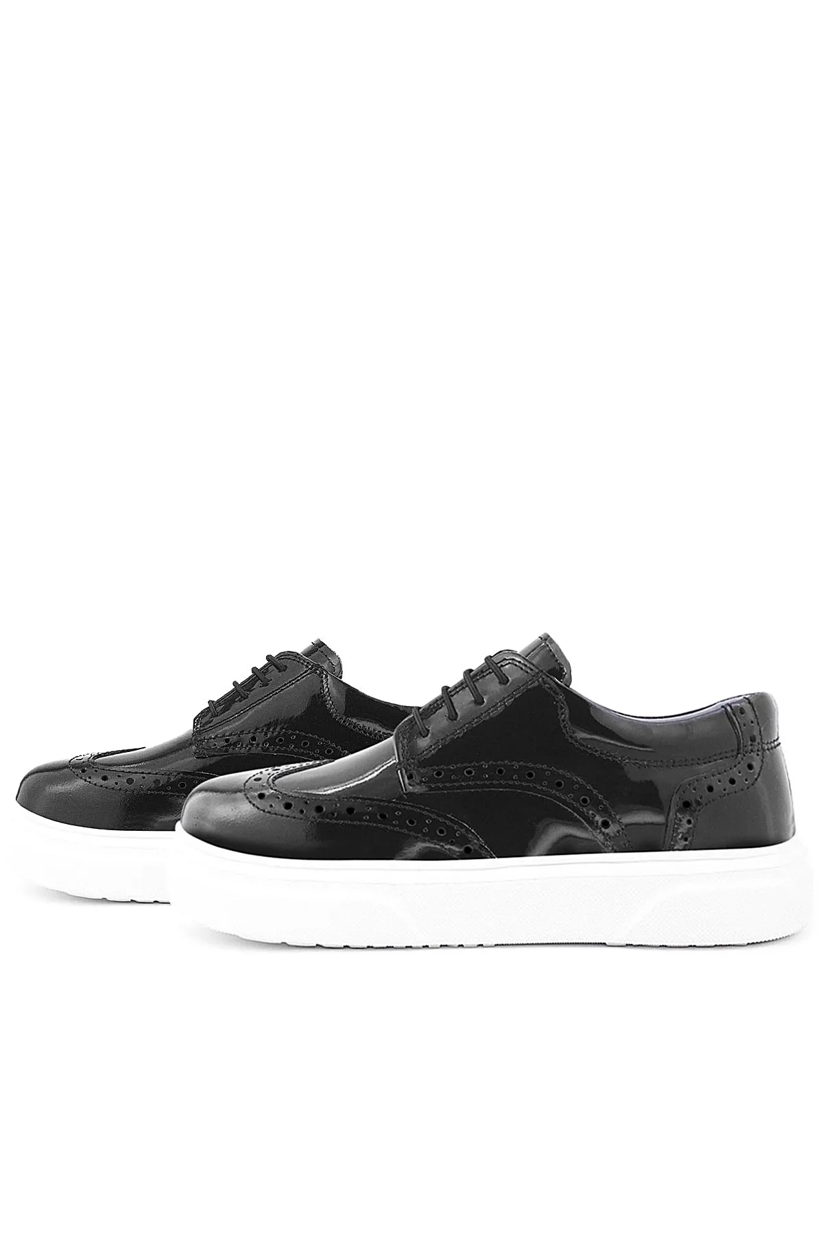 Hakiki Deri Siyah Rugan Oxford Çocuk Klasik Ayakkabı