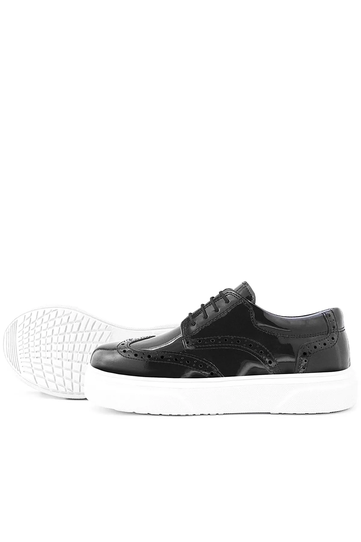 Hakiki Deri Siyah Rugan Oxford Çocuk Klasik Ayakkabı