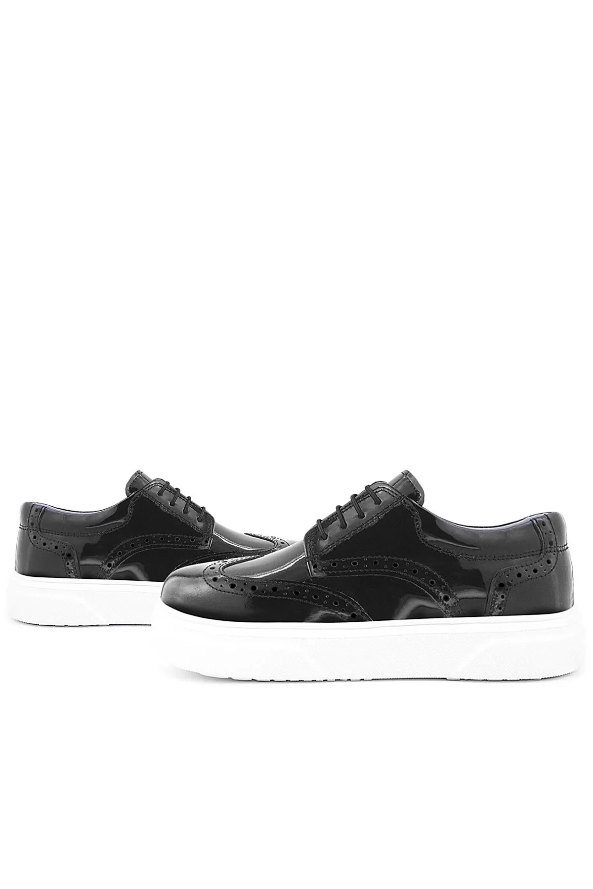 Hakiki Deri Siyah Rugan Oxford Çocuk Klasik Ayakkabı