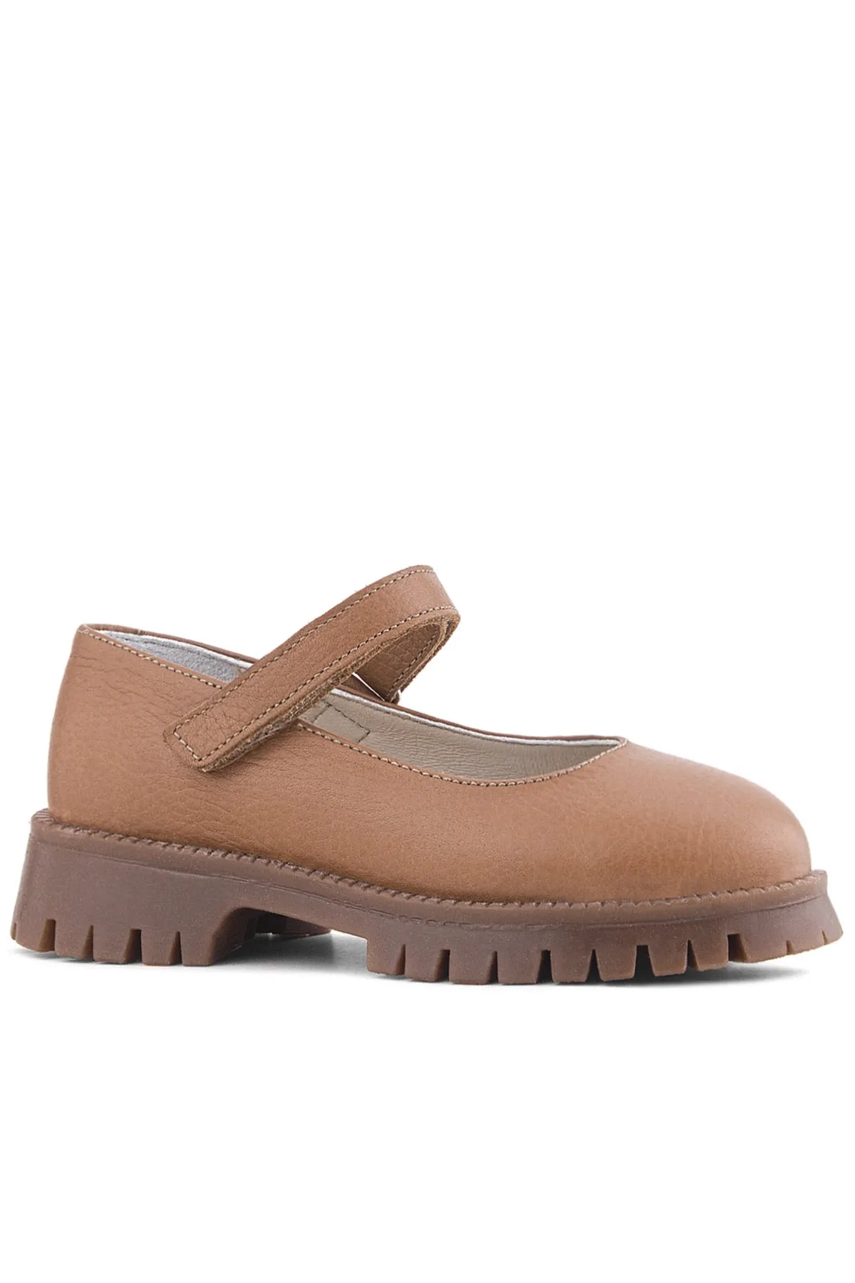 Hakiki Deri Taba Cırtlı Kalın Tabanlı Kız Çocuk Okul Ayakkabısı