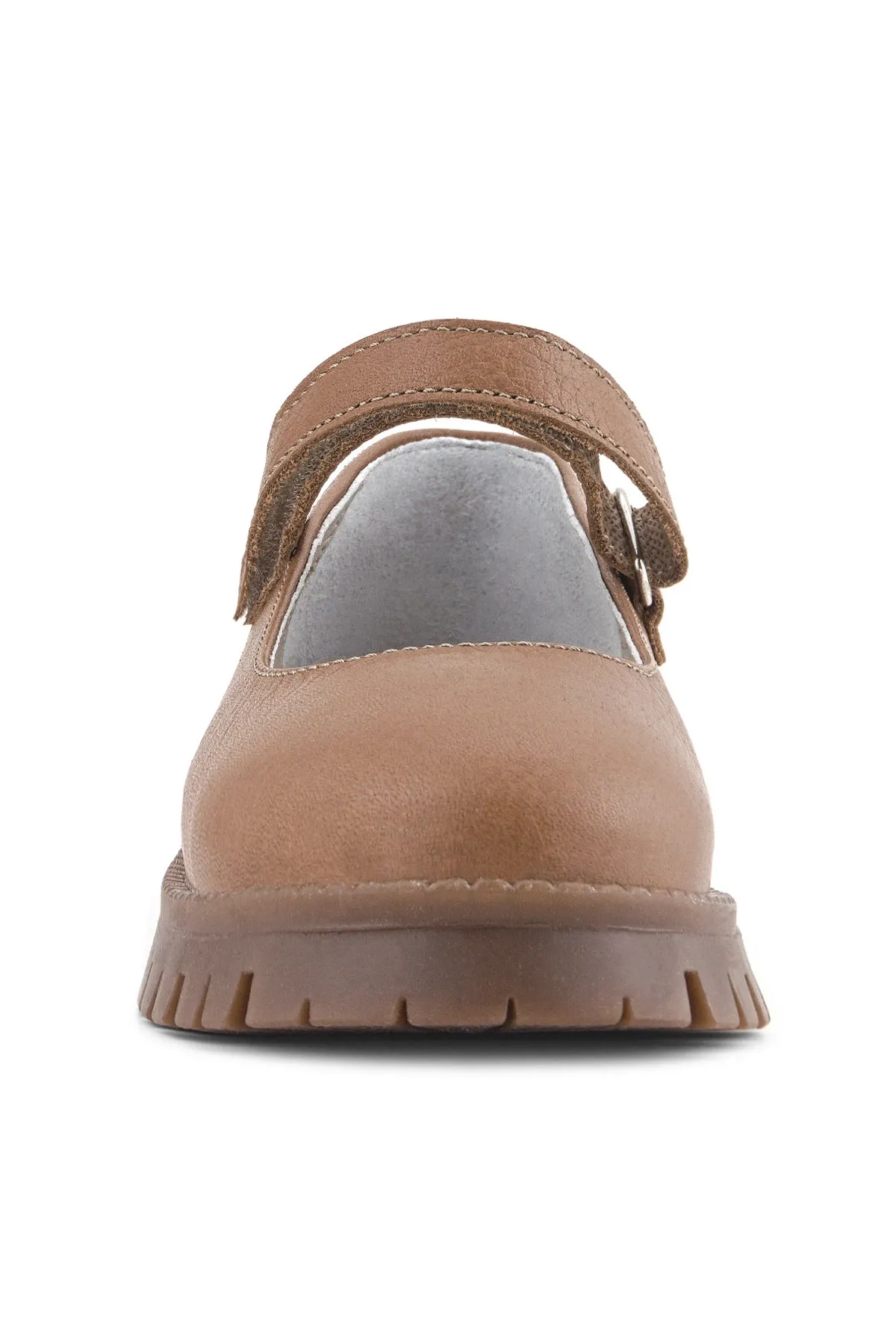 Hakiki Deri Taba Cırtlı Kalın Tabanlı Kız Çocuk Okul Ayakkabısı