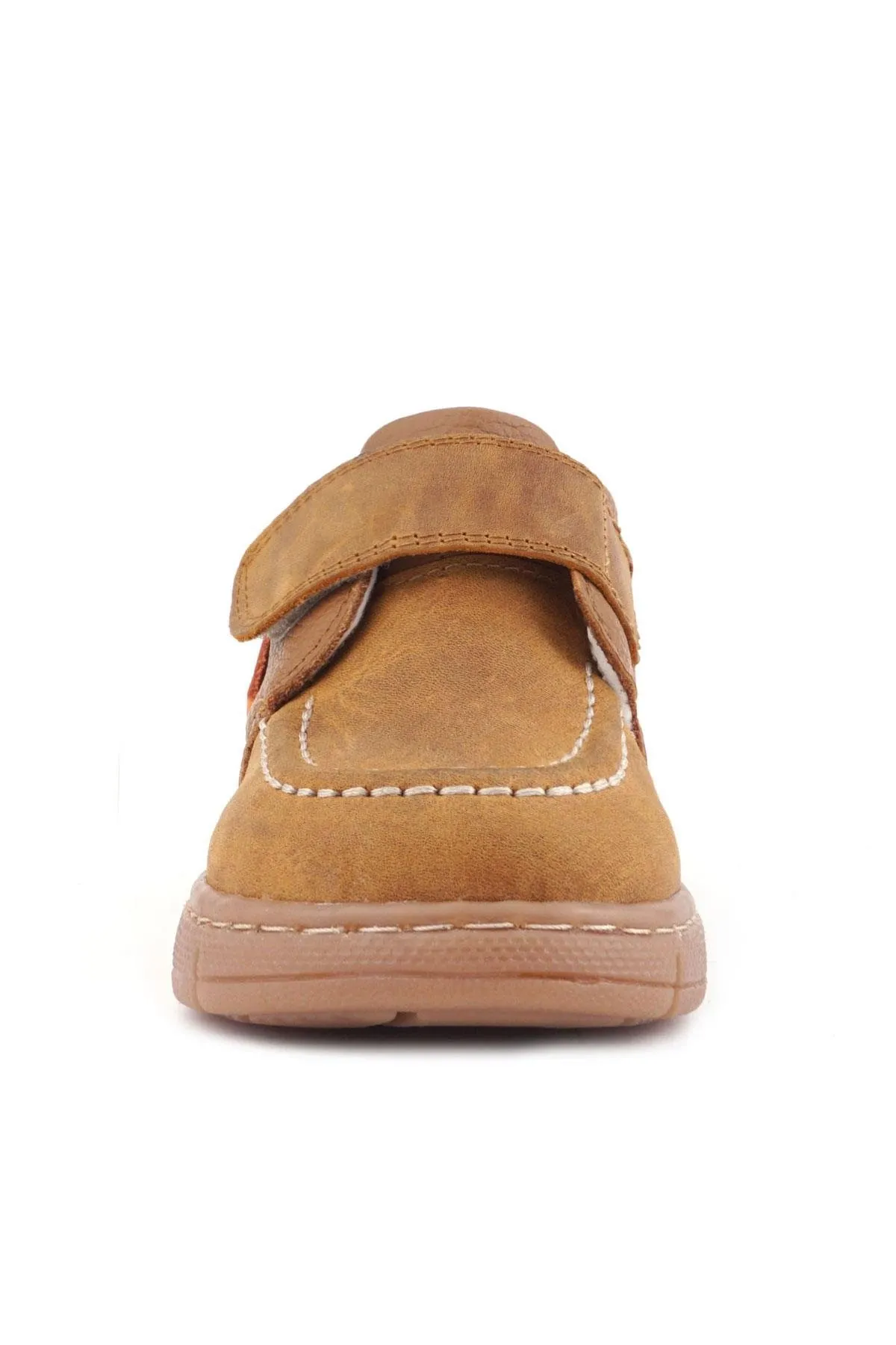 Hakiki Deri Taba Turuncu Cırt Cırtlı Bebek Bot