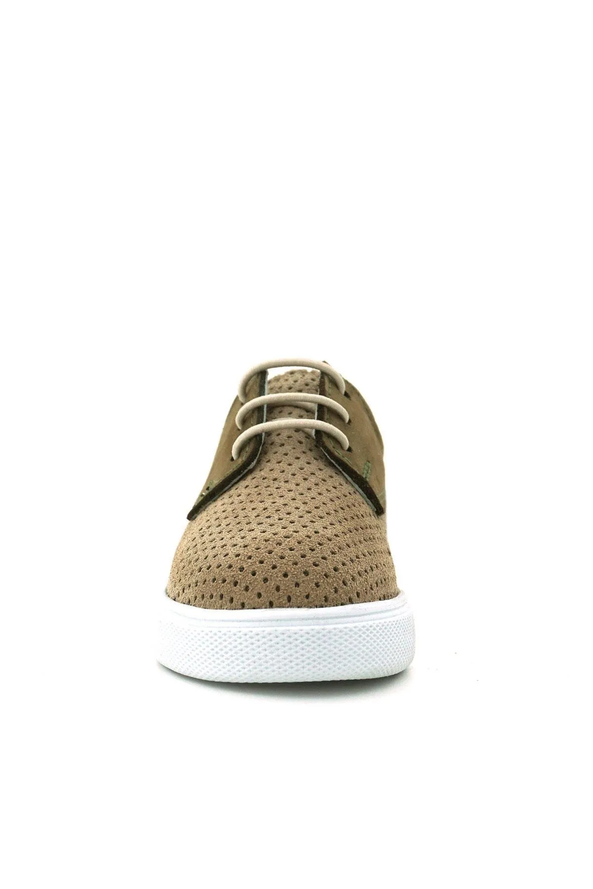 Hakiki Deri Vizon Haki Lastikli Erkek Çocuk Günlük Ayakkabı