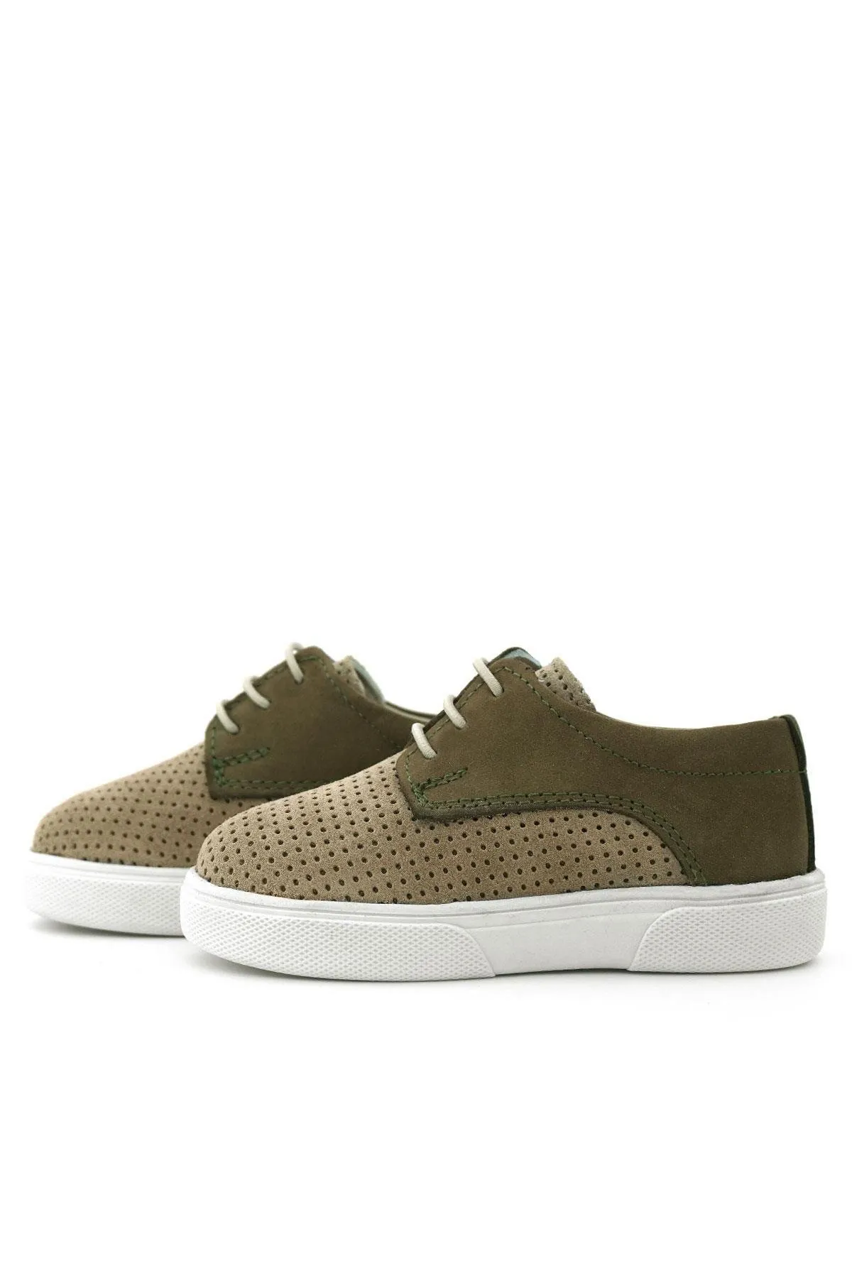 Hakiki Deri Vizon Haki Lastikli Erkek Çocuk Günlük Ayakkabı