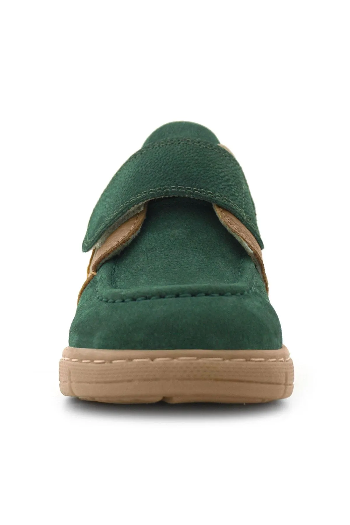 Hakiki Deri Yeşil Taba Cırt Cırtlı Bebek Bot