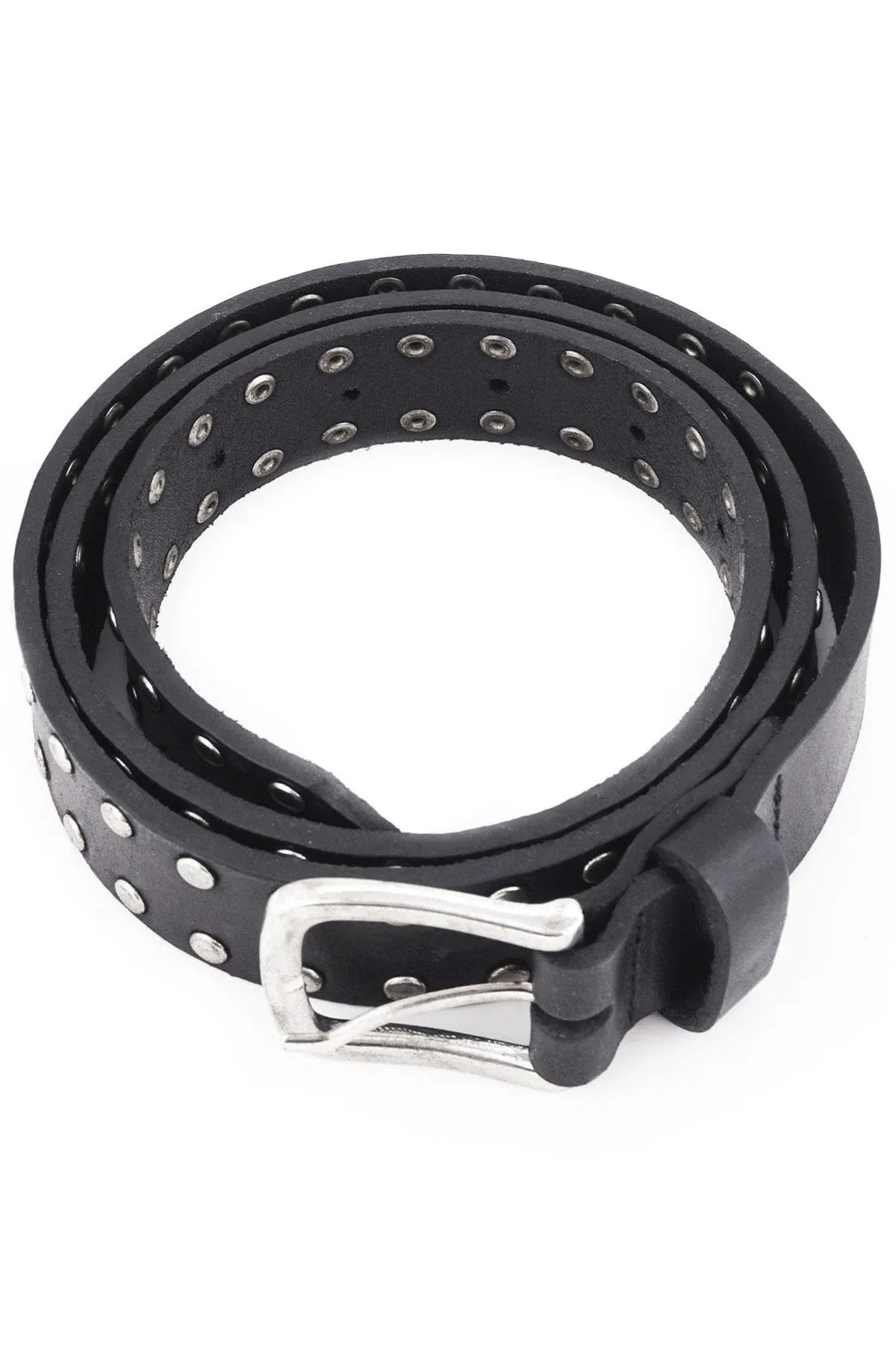 Hakiki Manda Derisi Siyah Metal Detaylı Kız Çocuk Kemer